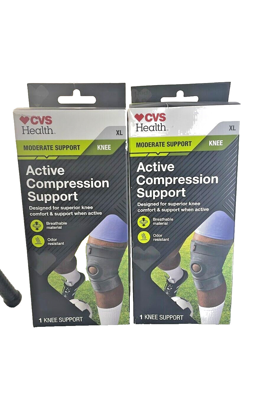 LOT OF 2 – CVS Active Compression Support Knee Size XL Moderate Support NEW