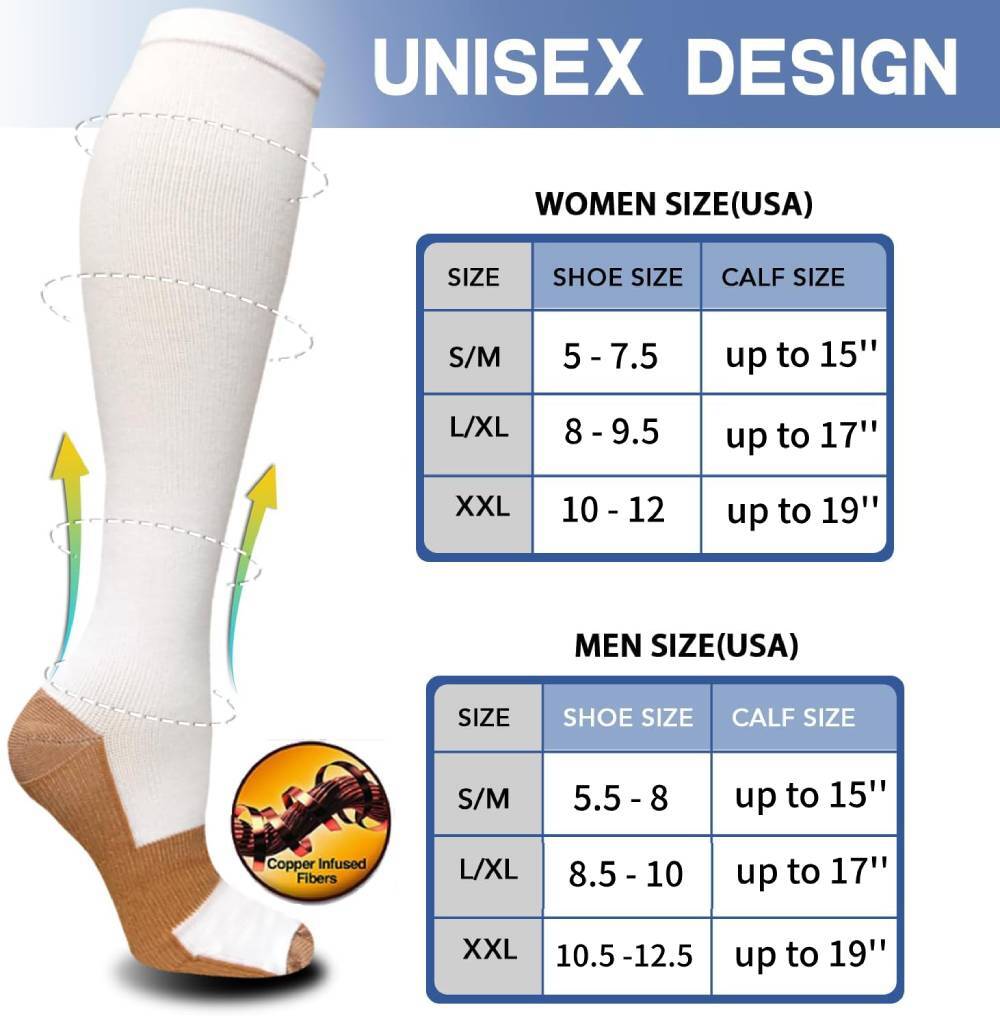 Compression Socks Stockings Women Men Knee High Medical Pain Relief 15-20mmHg