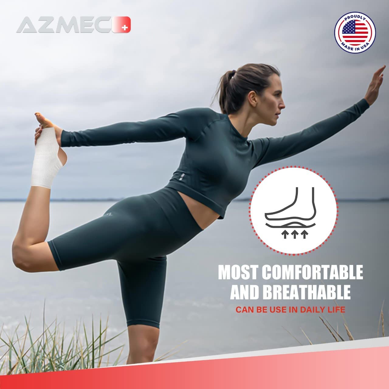 Ankle Support Sleeve Open Heel Light Elastic & Breathable Knitted Fabric for …