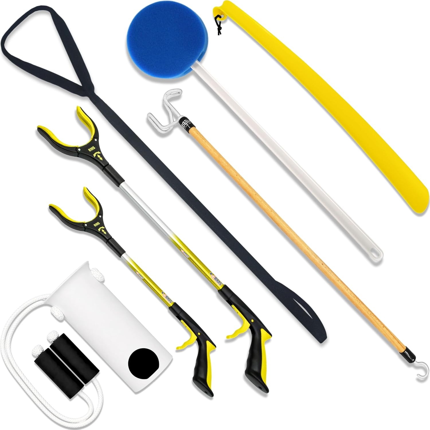 Premium 7-Piece Hip & Knee Kit with Leg Lifter 19” & 32” Reachers Sock Aid
