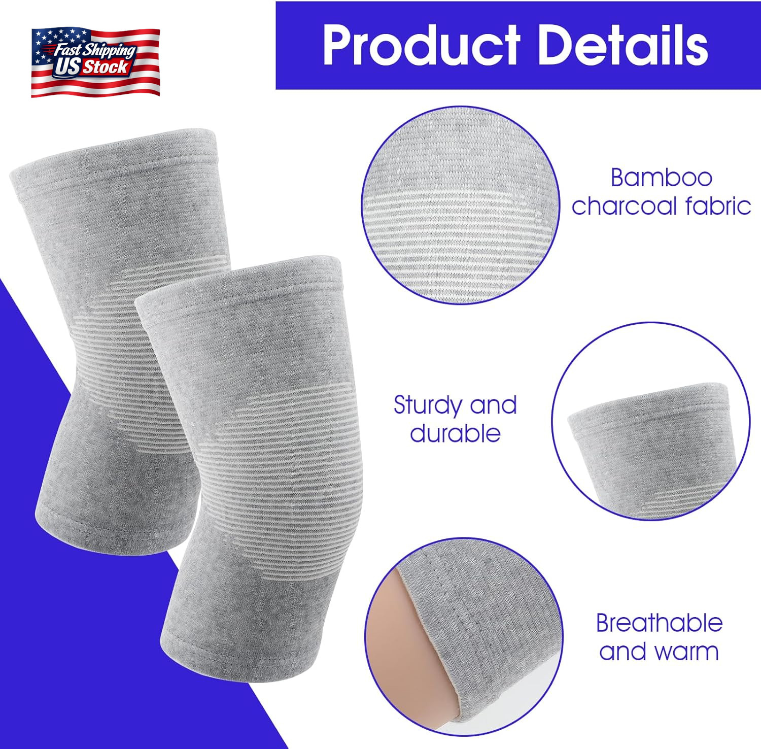 Bamboo Knee Sleeve, Elastic Compression Knee Brace Breathable Knees Pads Leg Sle
