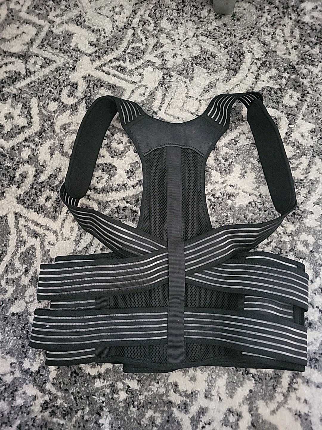 Medium, Black, Polyester Back Brace, Posture Support, Adjustable