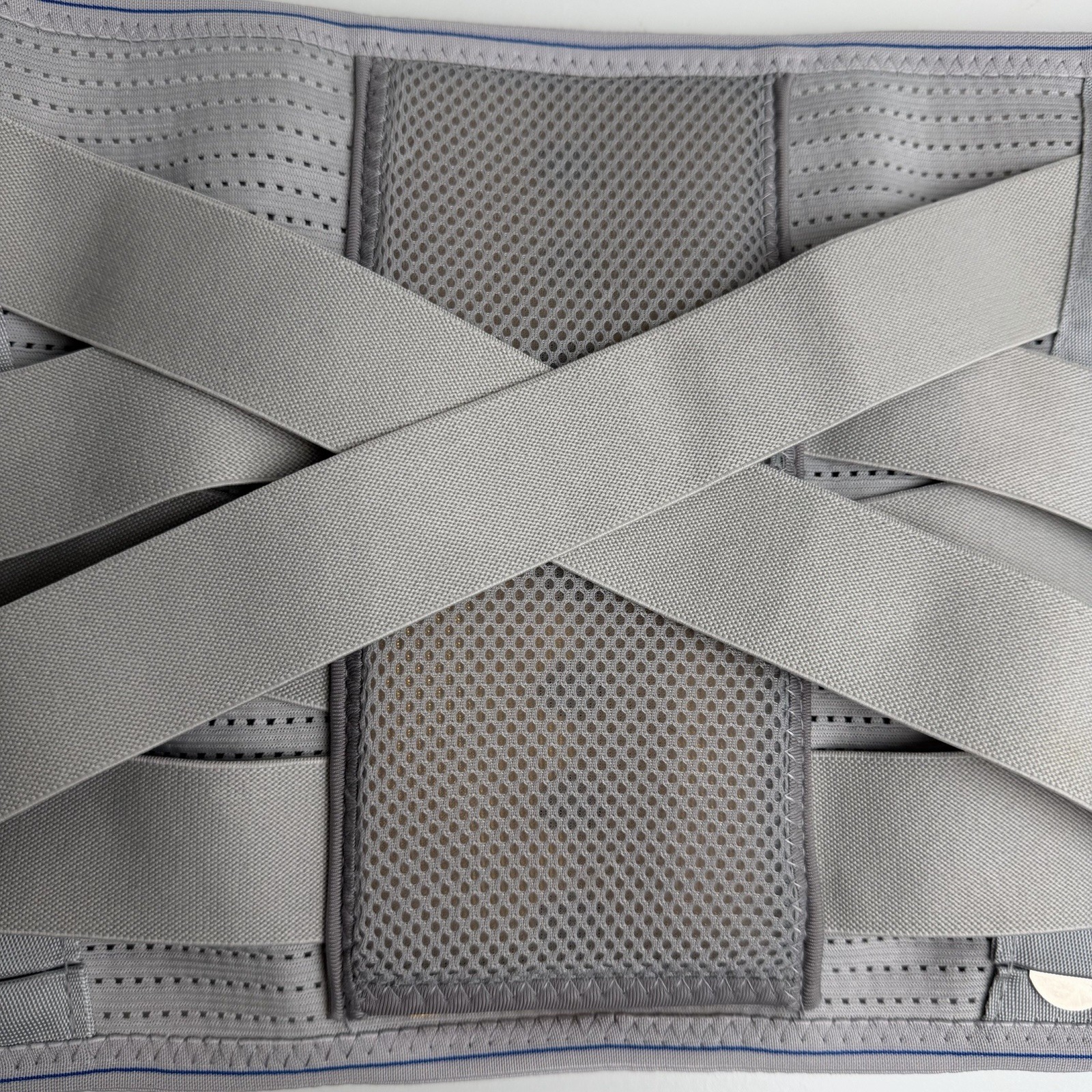 2XL Lumbar Back Support Brace Gray Adjustable Compression Belt Breathable 46”