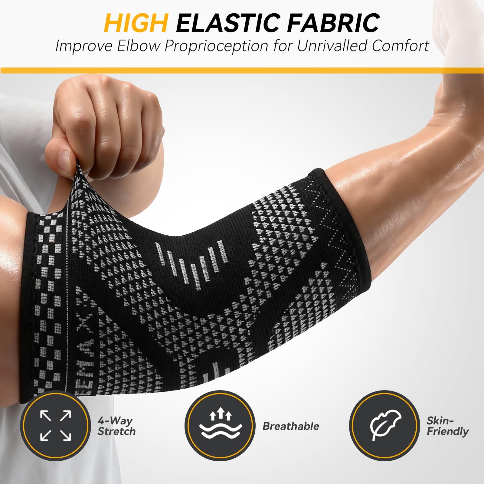 2 Pack Copper Elbow Compression Sleeve for Tennis Golfers Joint Pain Relief