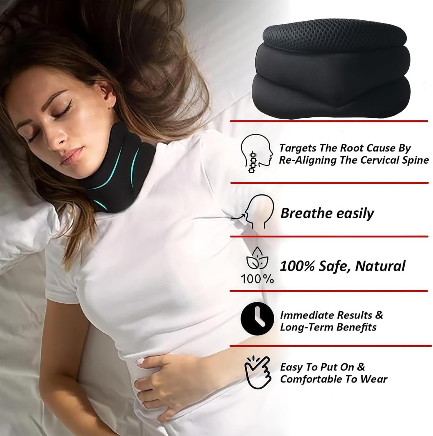 Vitavix Neck Support Pillow for Ergonomic Snoring Relief, Adjustable Cervical Al