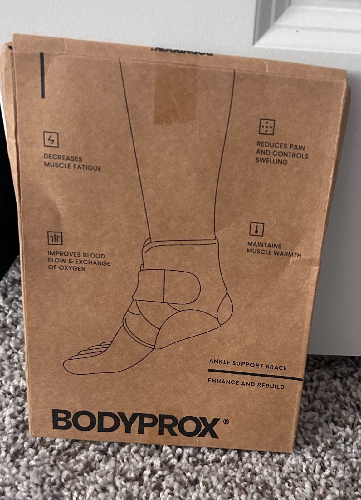 Bodyprox – Ankle Brace – Black – One Size – 1 each/box – 1 box
