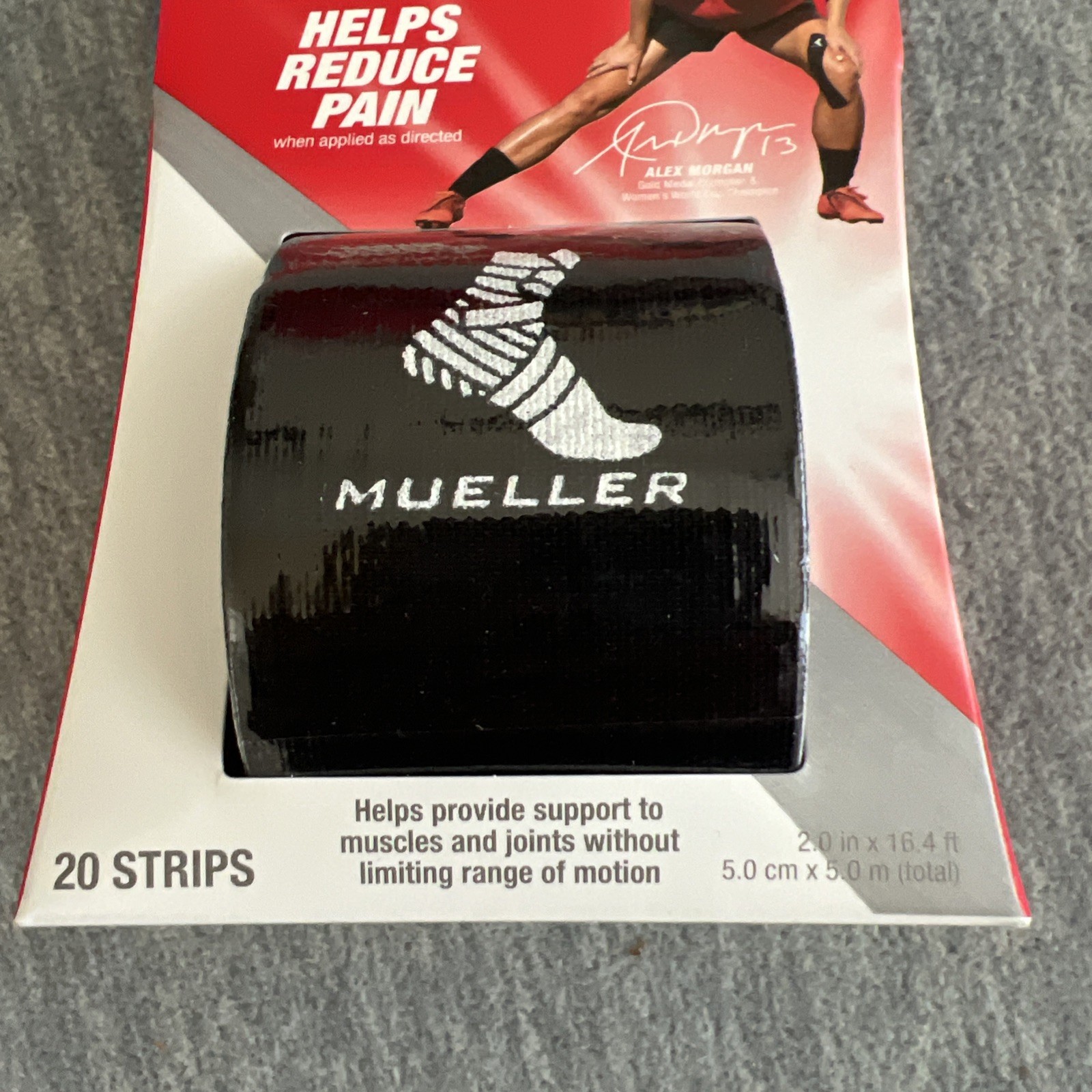 Mueller Sports Medicine Kinesiology Tape 20 Pre-Cut Strips Black 2” X 16.4ft New