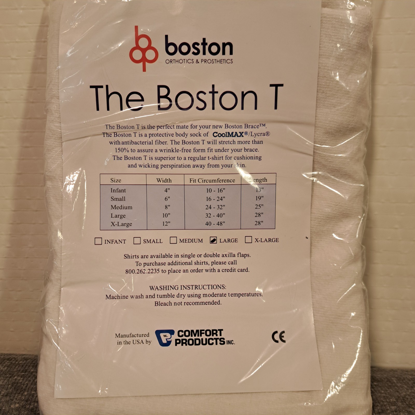 The Boston T Scoliosis Body Sock Cool Max Antibacterial Lycra SizeLg NewSealed