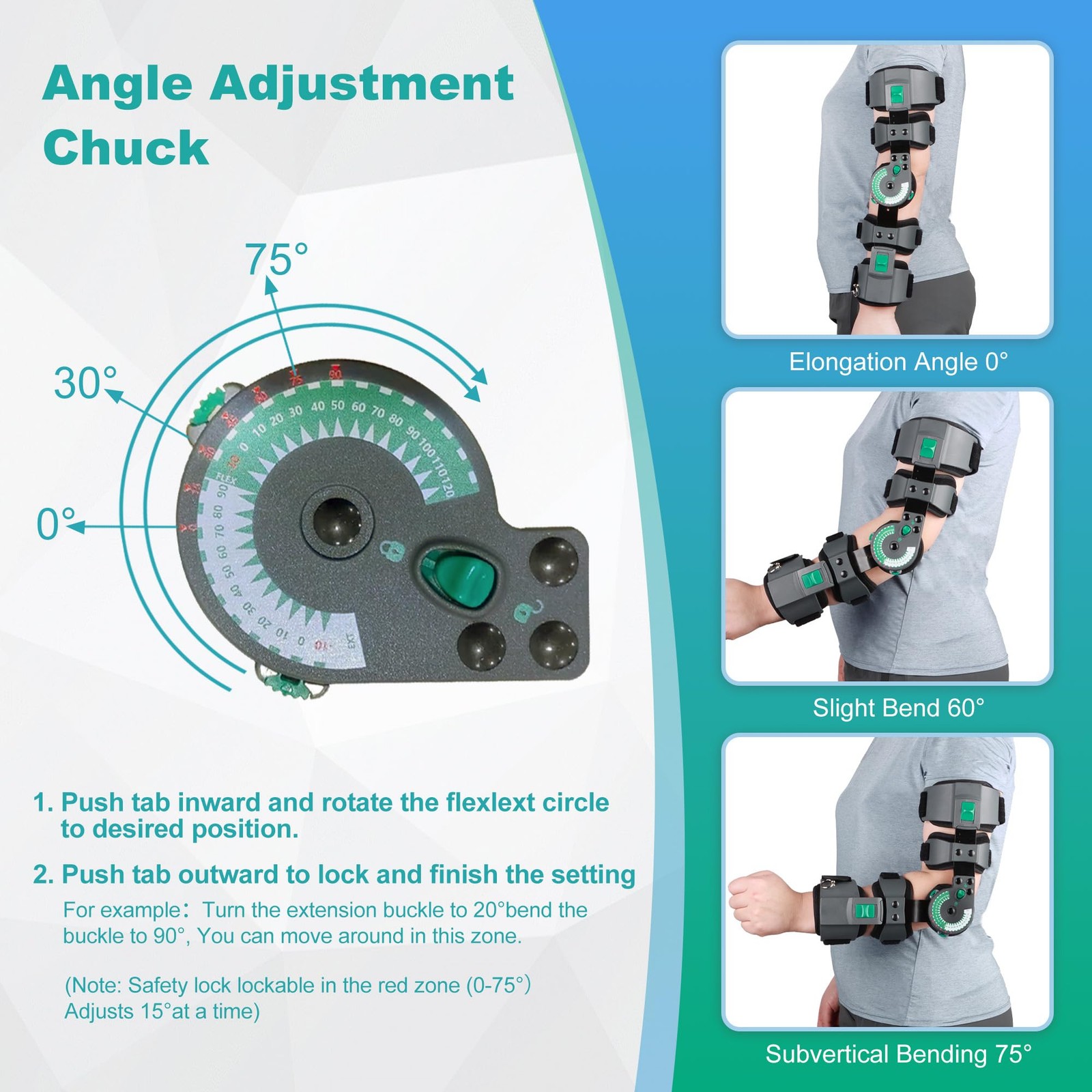 Adjustable Hinged Elbow Brace ROM Arm Braces Post OP Stabilizer Support After…