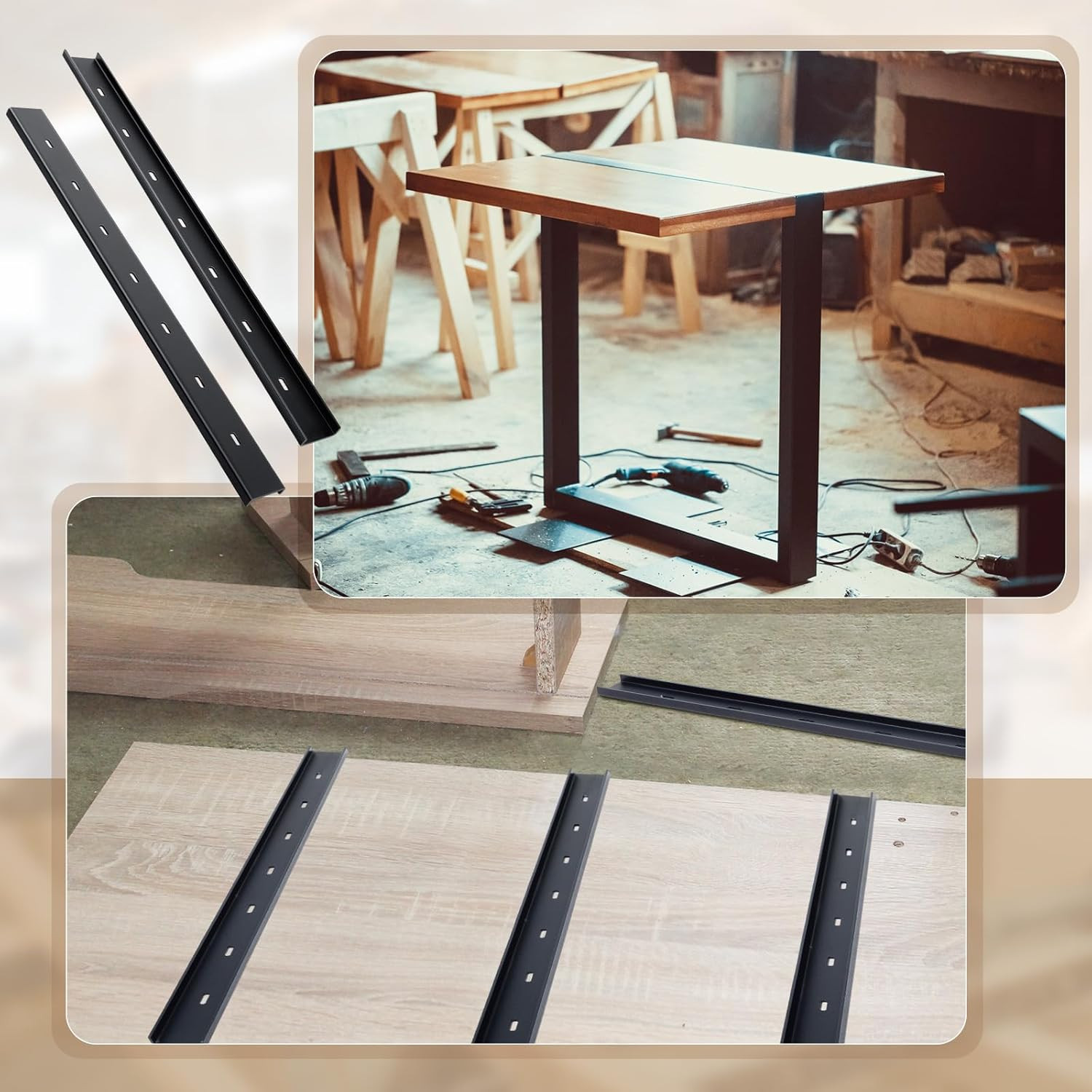 4 Pcs 26″ C Channel Steel Support Metal Support Bracing Hidden C Bracket for Tab