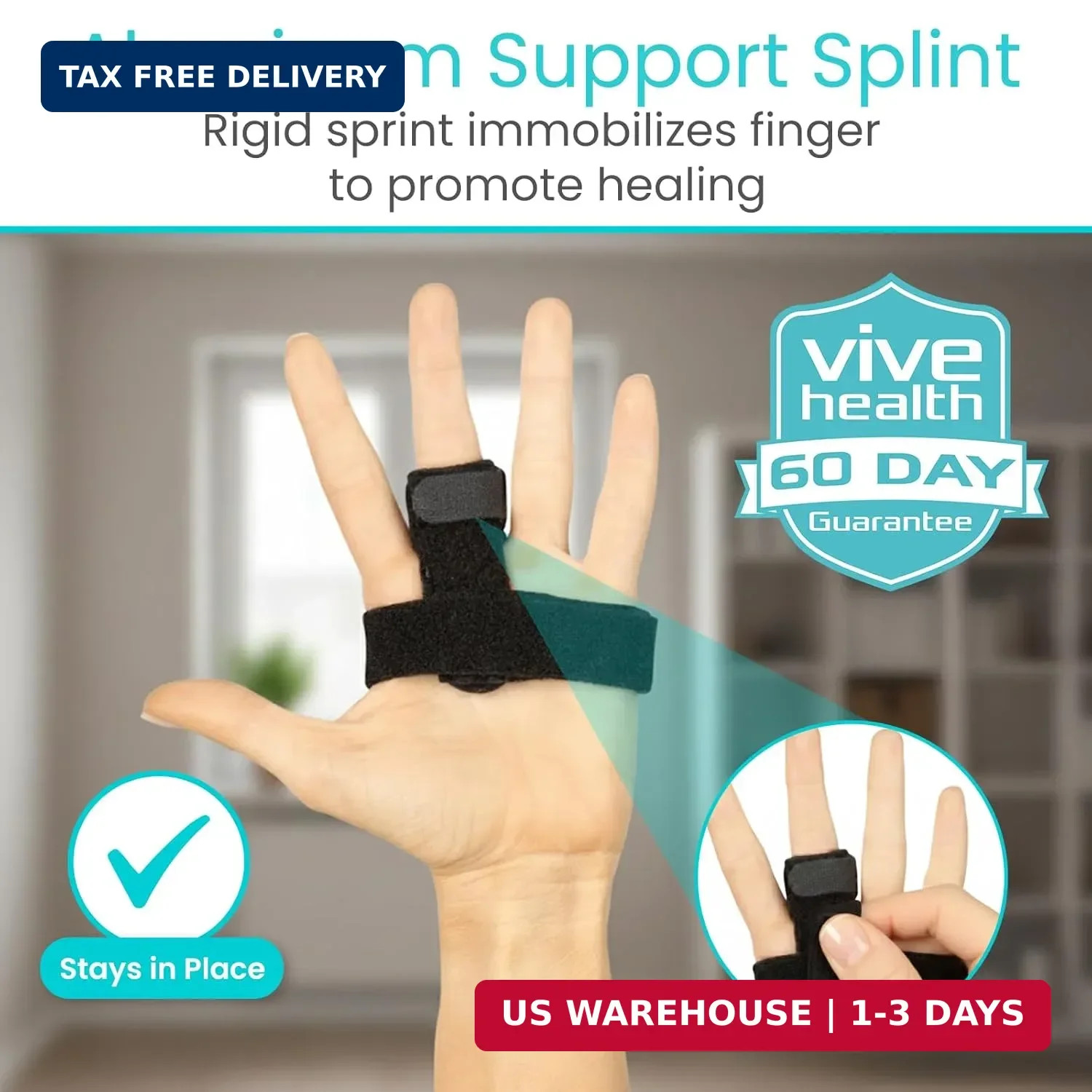 Vive Trigger Finger Splint Brace – Middle, Pinky, Pointer, Ring and Thumb Suppor