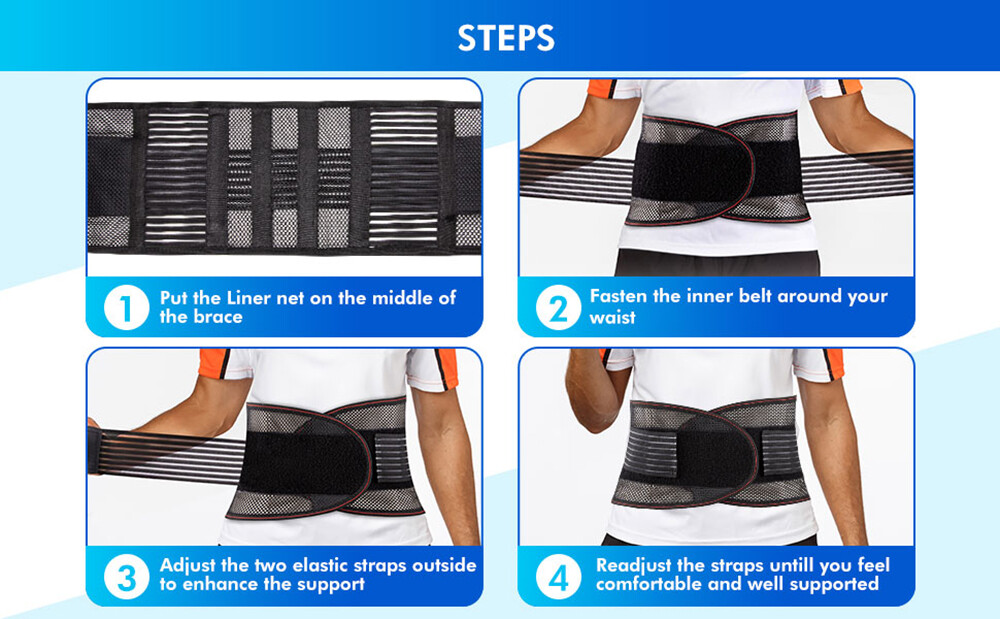 Copper Back Pro Compression Belt Adjustable Lower Lumbar Back Brace Support Faja