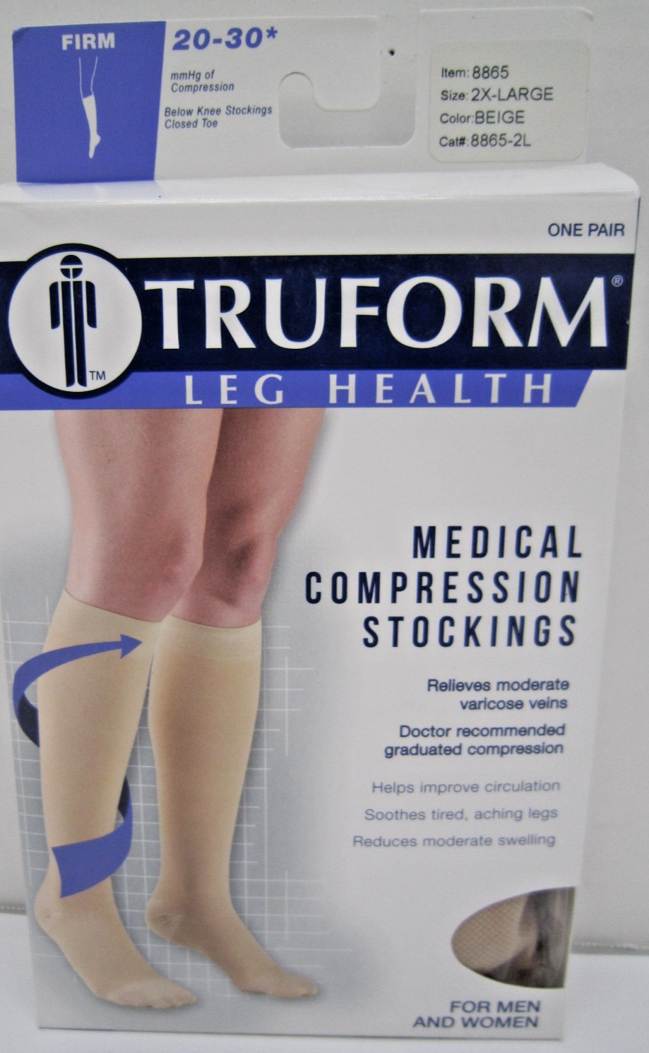 Truform 8865 Below Knee 20-30mmHg Comp. Stockings Close Toe{Choose size/color}
