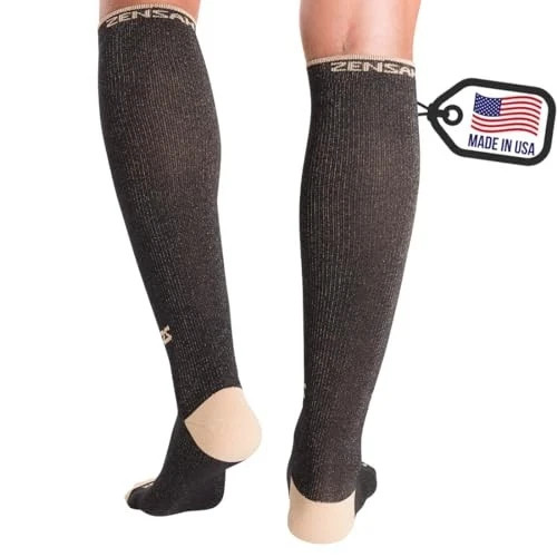 Zensah Copper Travel Compression Socks Pick Size Unisex Black / Copper