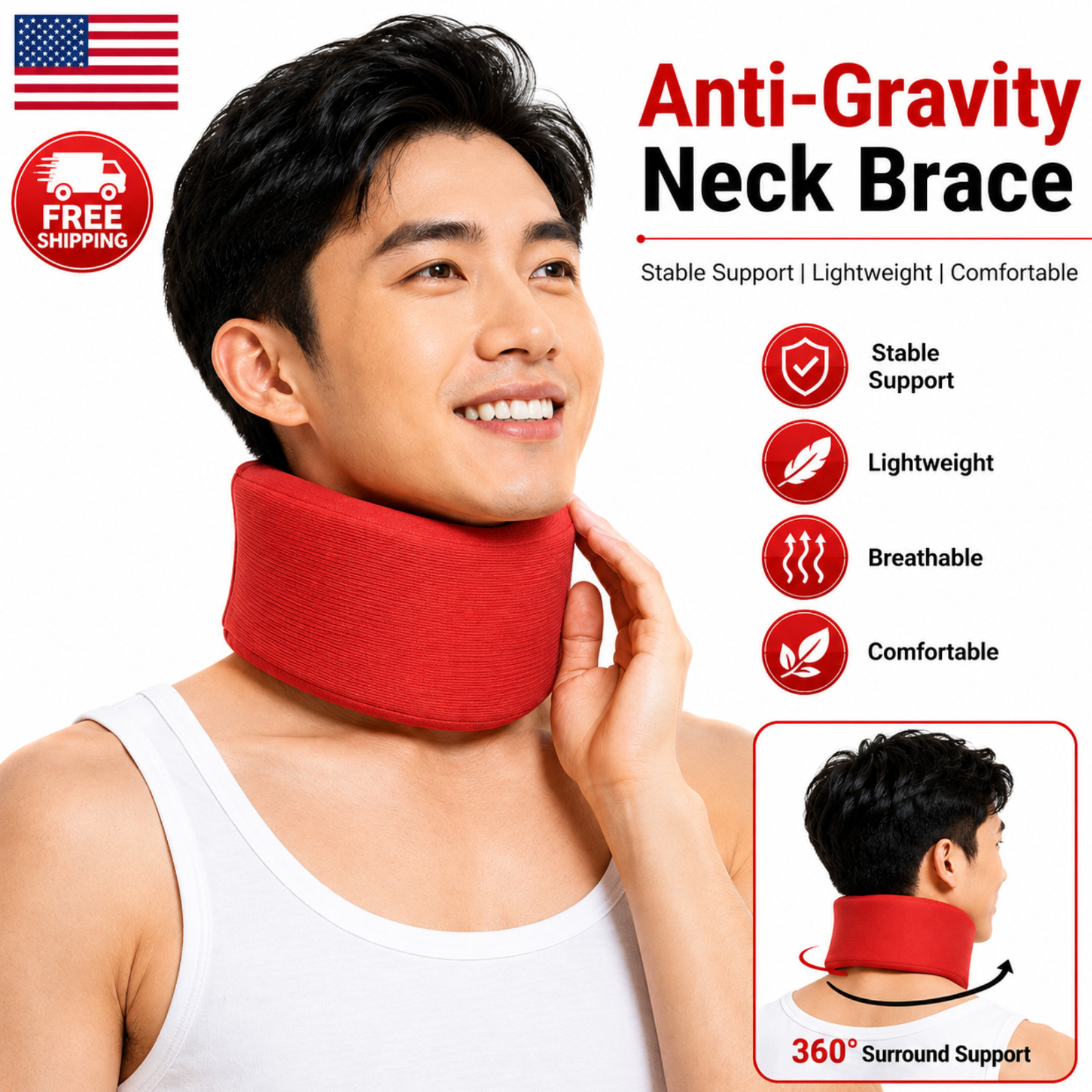 Support Wrap Soft Foam Cervical Collar Neck Pain Relief Adjustable Neck Brace