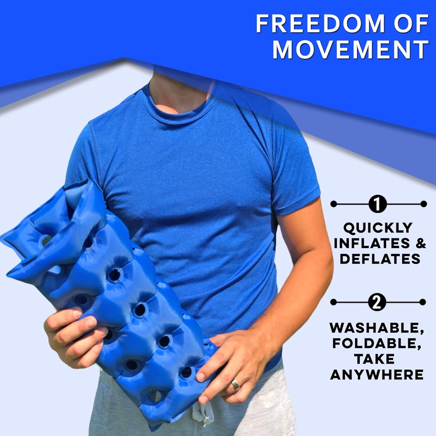 Inflatable Seat Cushion – Travel for One Size Fits All, Blue