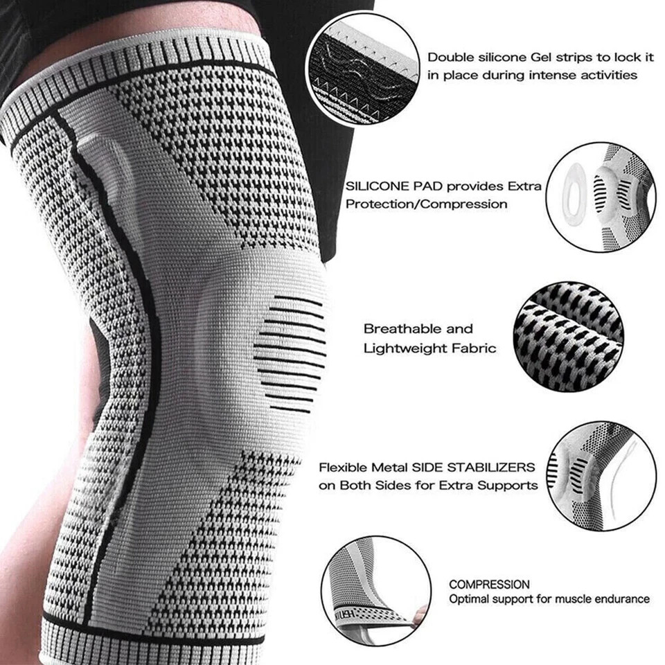 NEW Compression Knee Sleeve Support Brace Joint Pain Arthritis Relief Sport