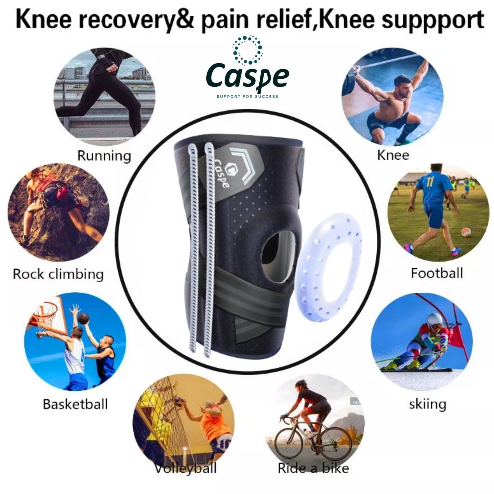 2 Pack Knee Brace Adjustable Compression Support for Sport Joint Pain Arthritis