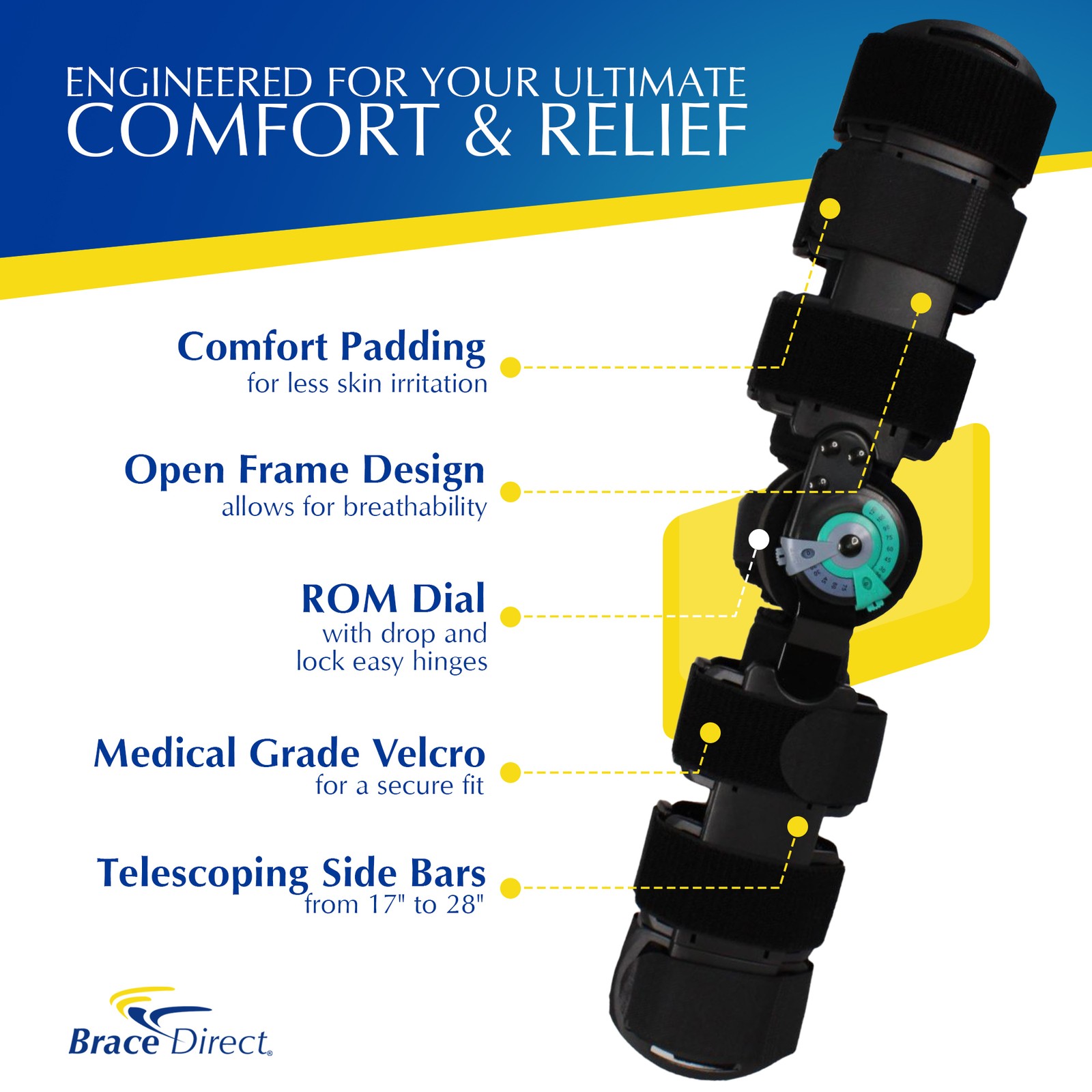 Knee Post Op ROM T Scope Brace for ACL, MCL, PCL
