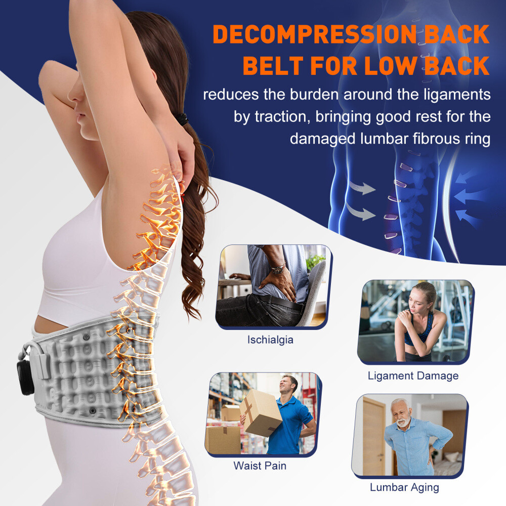 Decompression Belt Back Brace Lumbar Spinal Support&Extender Belt Air Traction