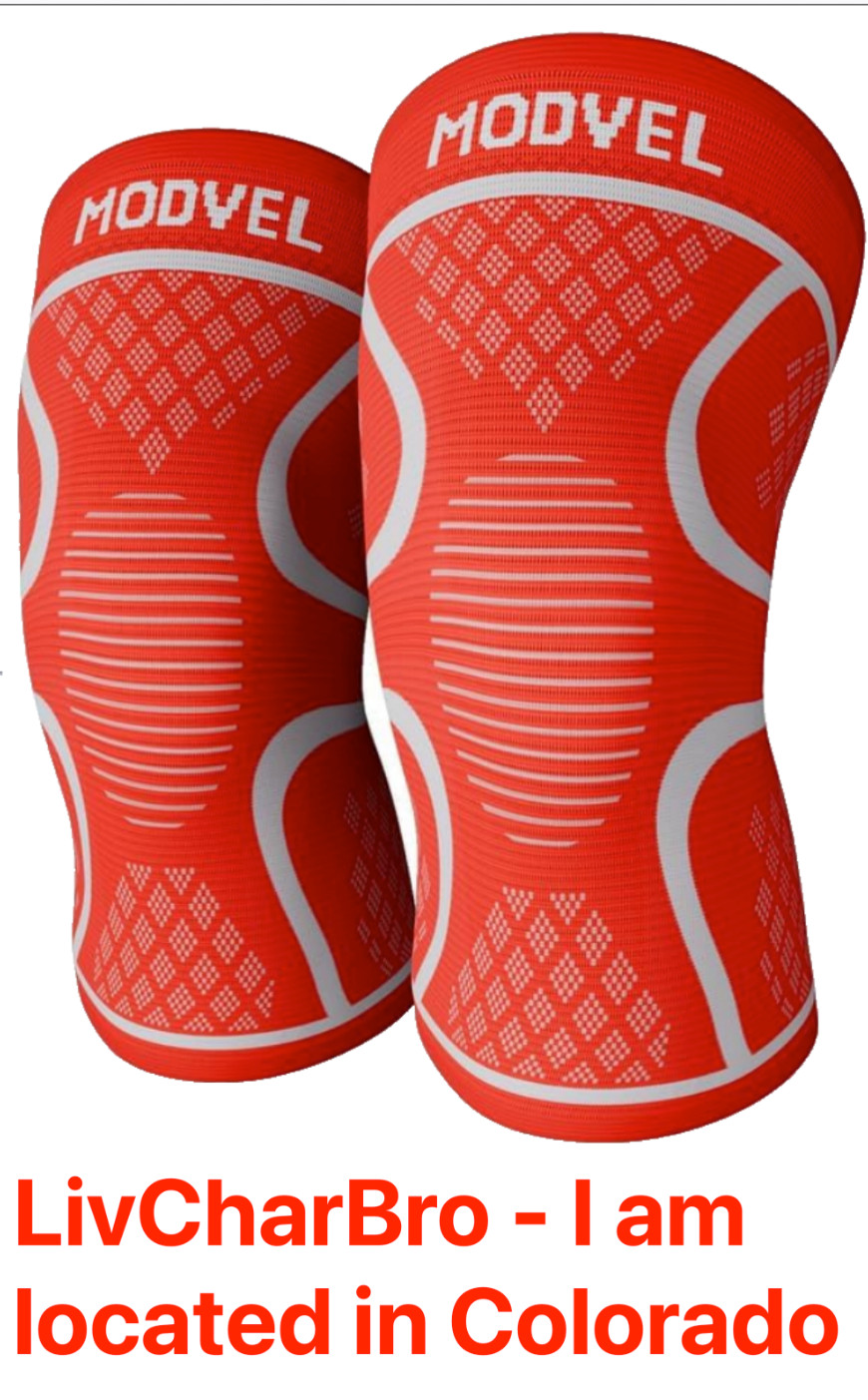 2 Pack Modvel Compression Knee Brace Unisex Small ORANGE