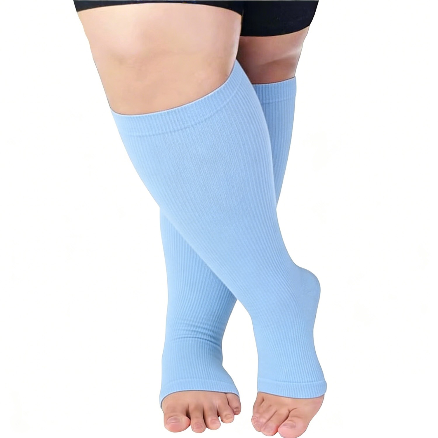 5 Pairs 20-30 mmHg Toeless Compression Socks-Knee High Support for Running&Sport
