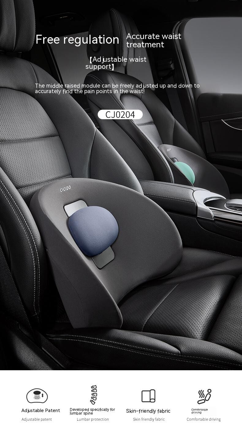 CICIDO Car Seat Lumbar Pillow Back Support Cushion Memory Foam Adjustable Home