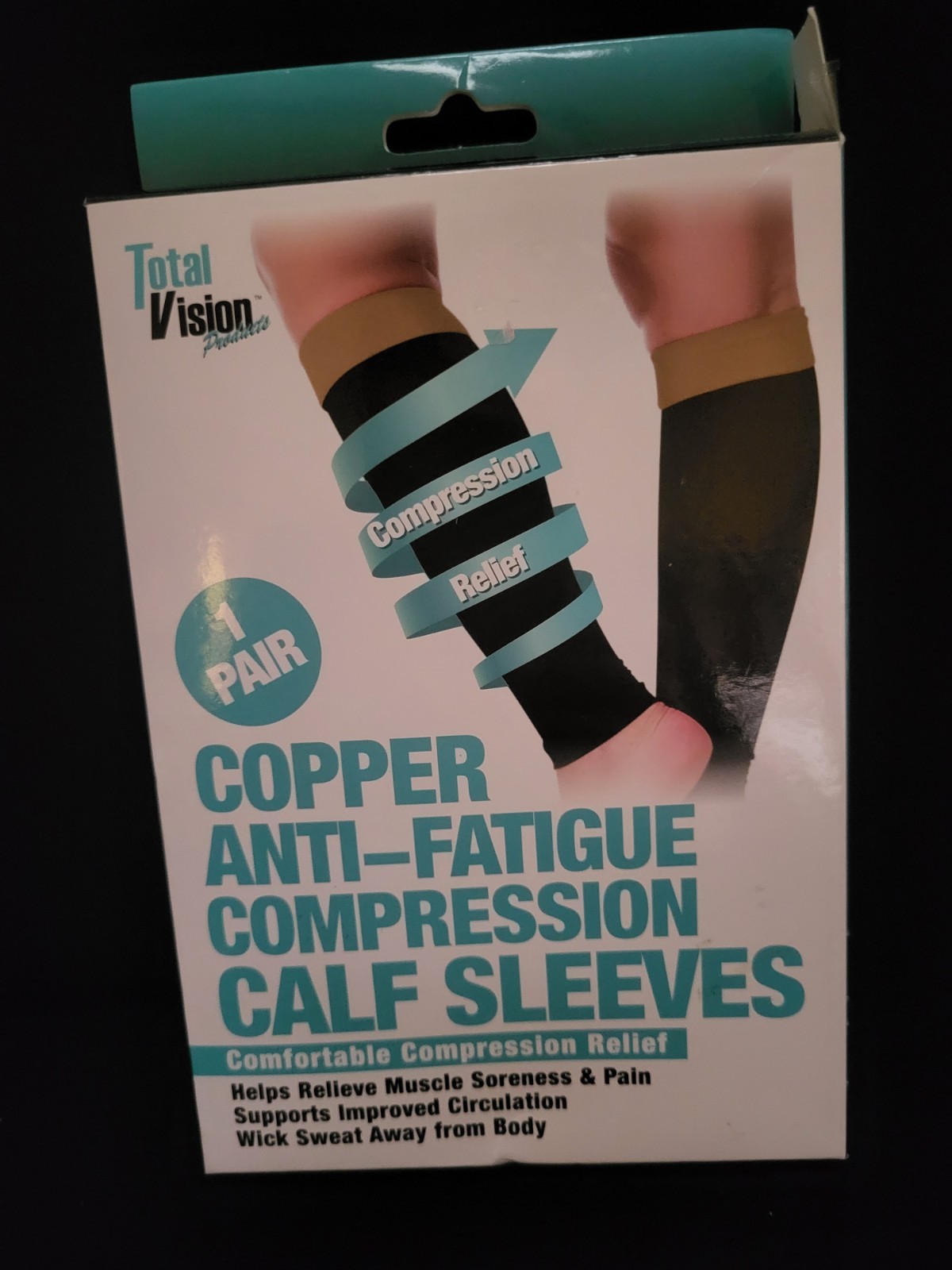 TOTAL VISION COPPER ANTI-FATIGUE COMPRESSION CALF SLEEVES SIZE: S/M