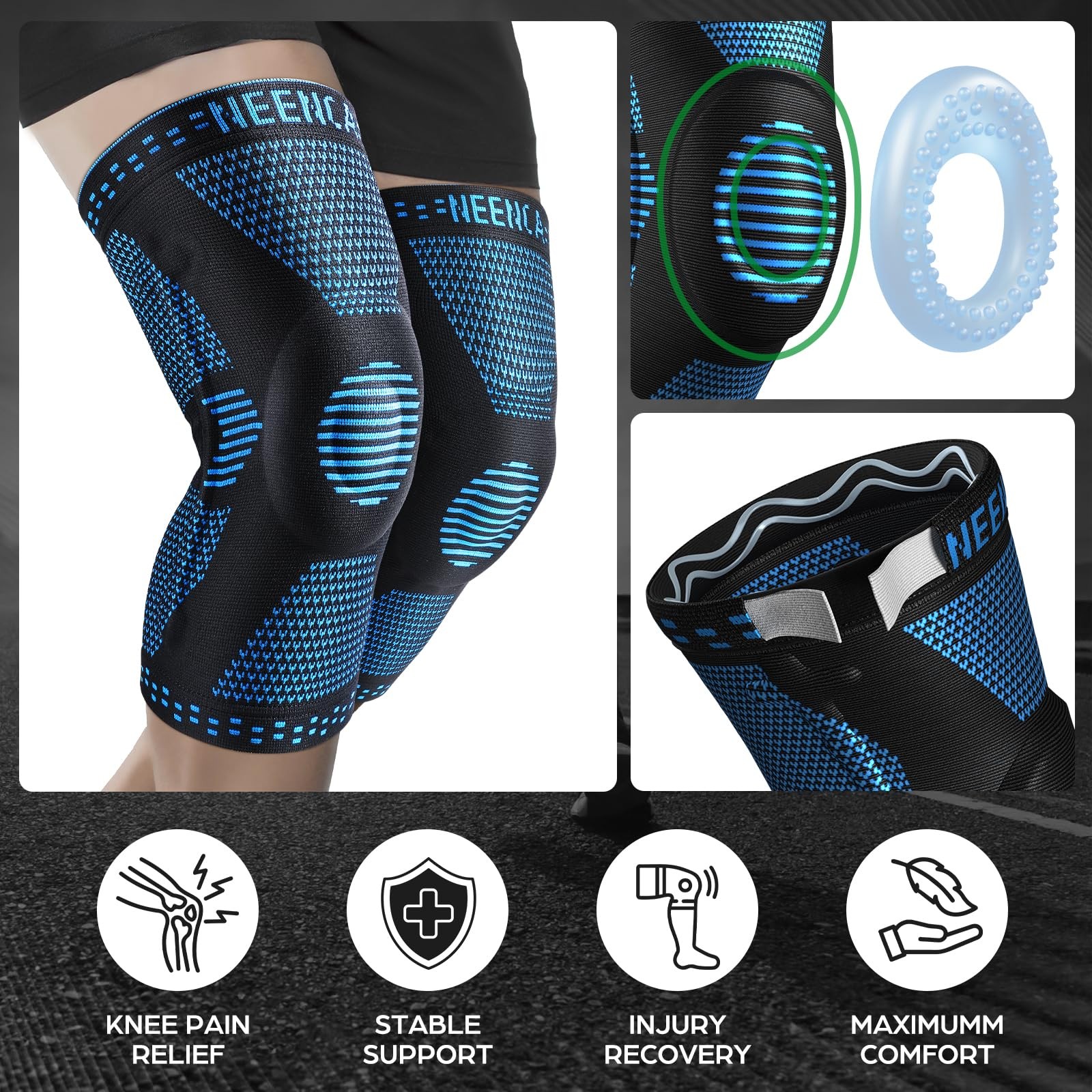 NEENCA Professional Knee Brace, Compression Knee Sleeve with Patella Gel Pad & S