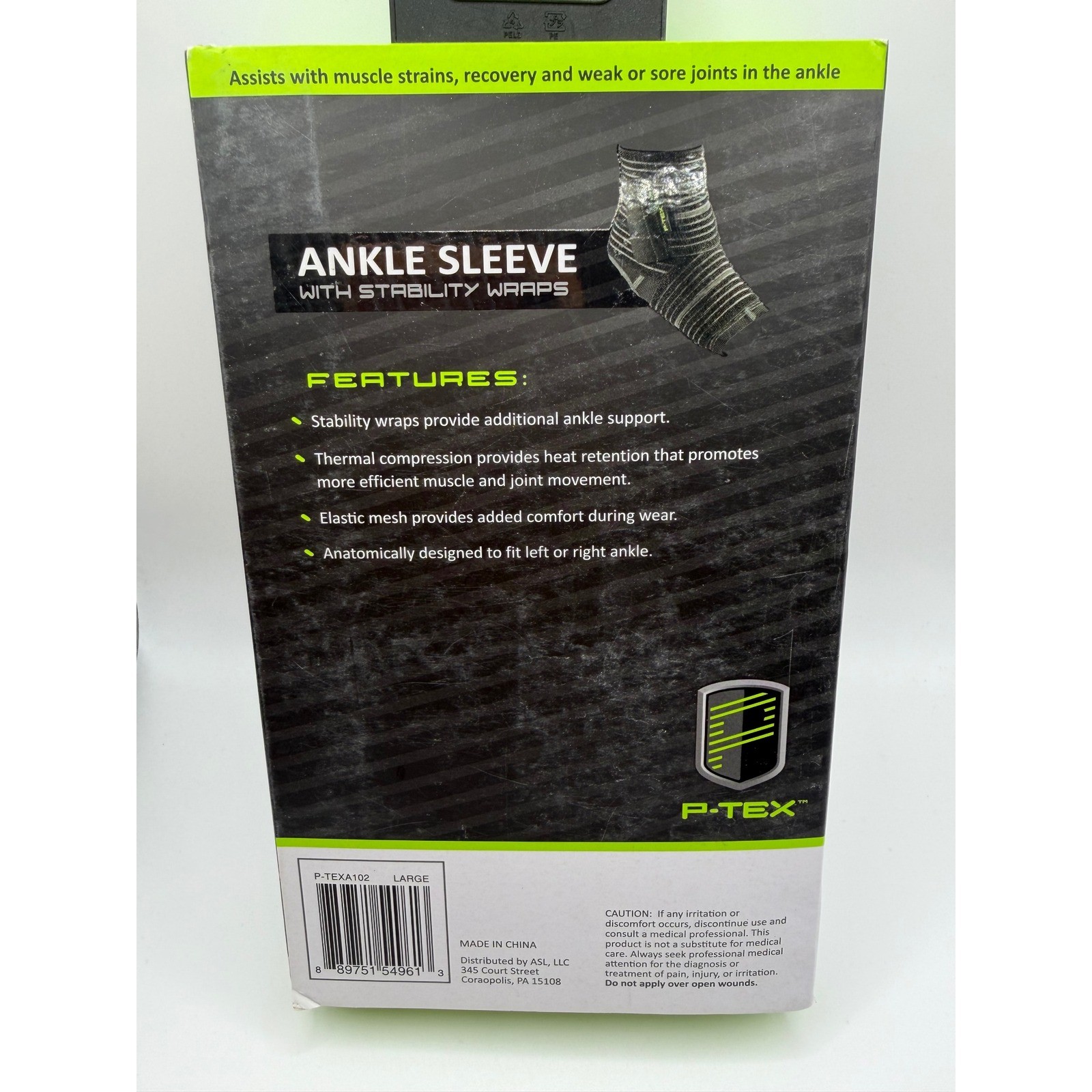 P-TEX Ankle Sleeve Stability Wraps Thermal Compression Black Large P-TEXA102