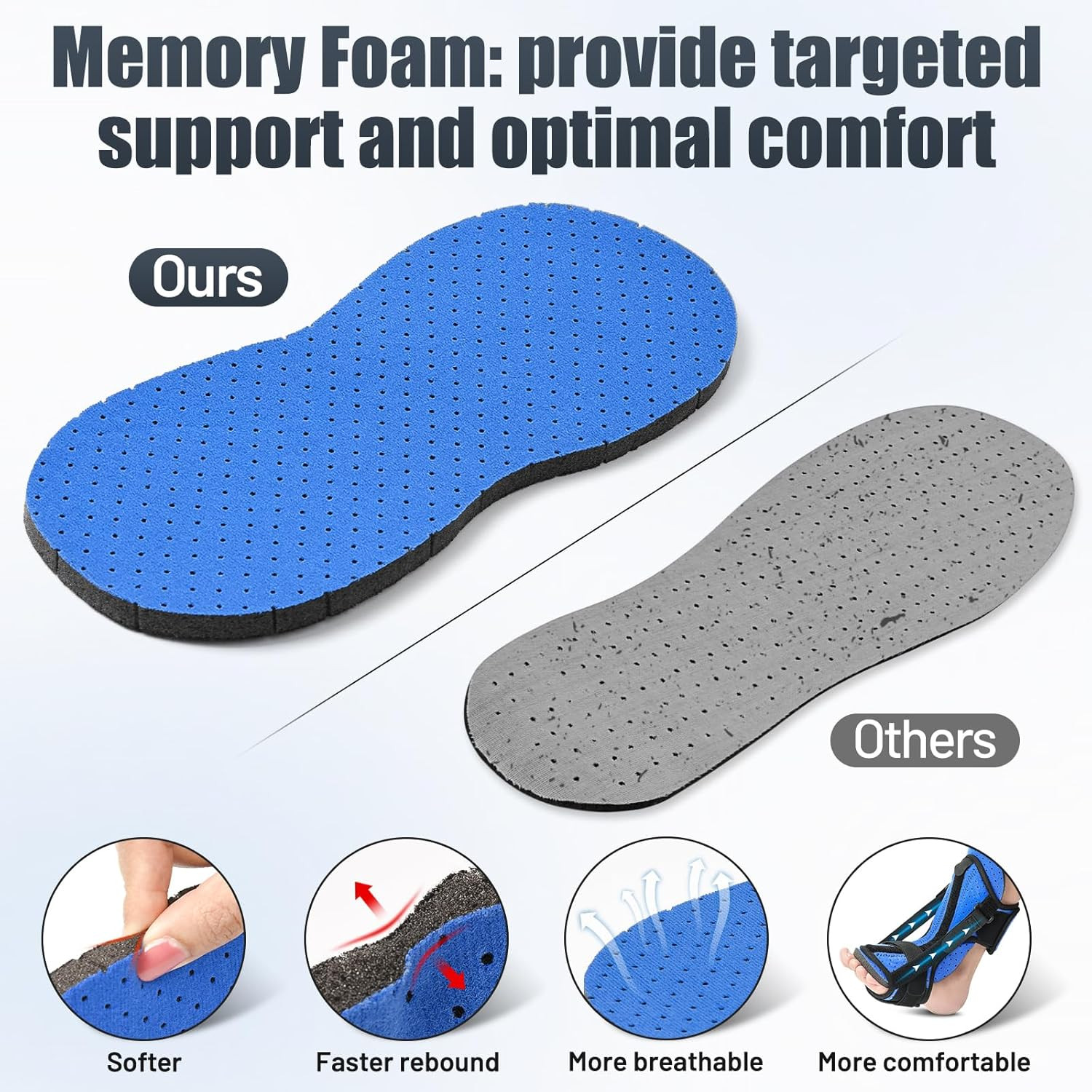 Plantar Fasciitis Night Splint with Massage Ball, Adjustable Brace Dorsal Night