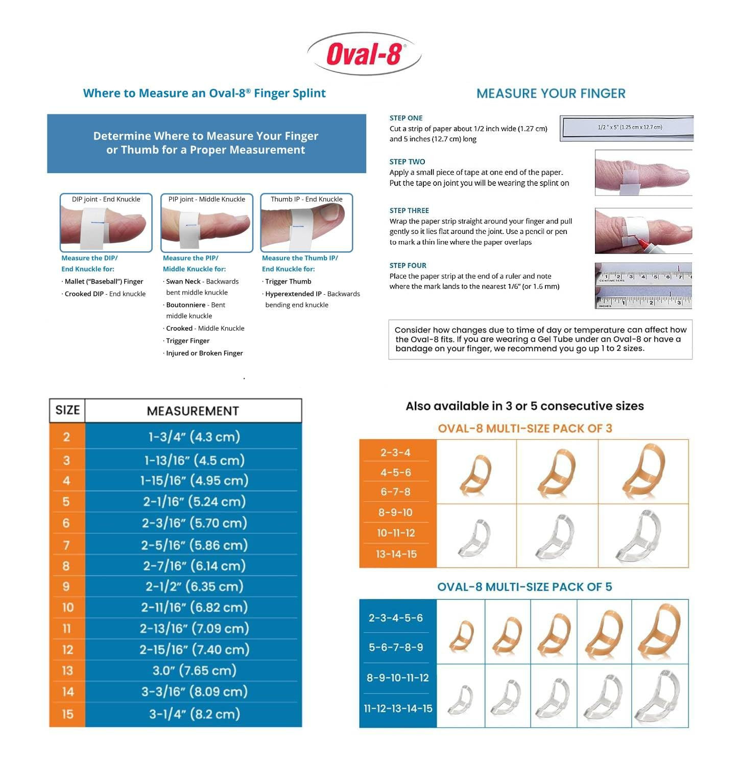 3-Point Products Oval-8 Finger Splint, Size 13, Pack of 1, Beige | Support and P