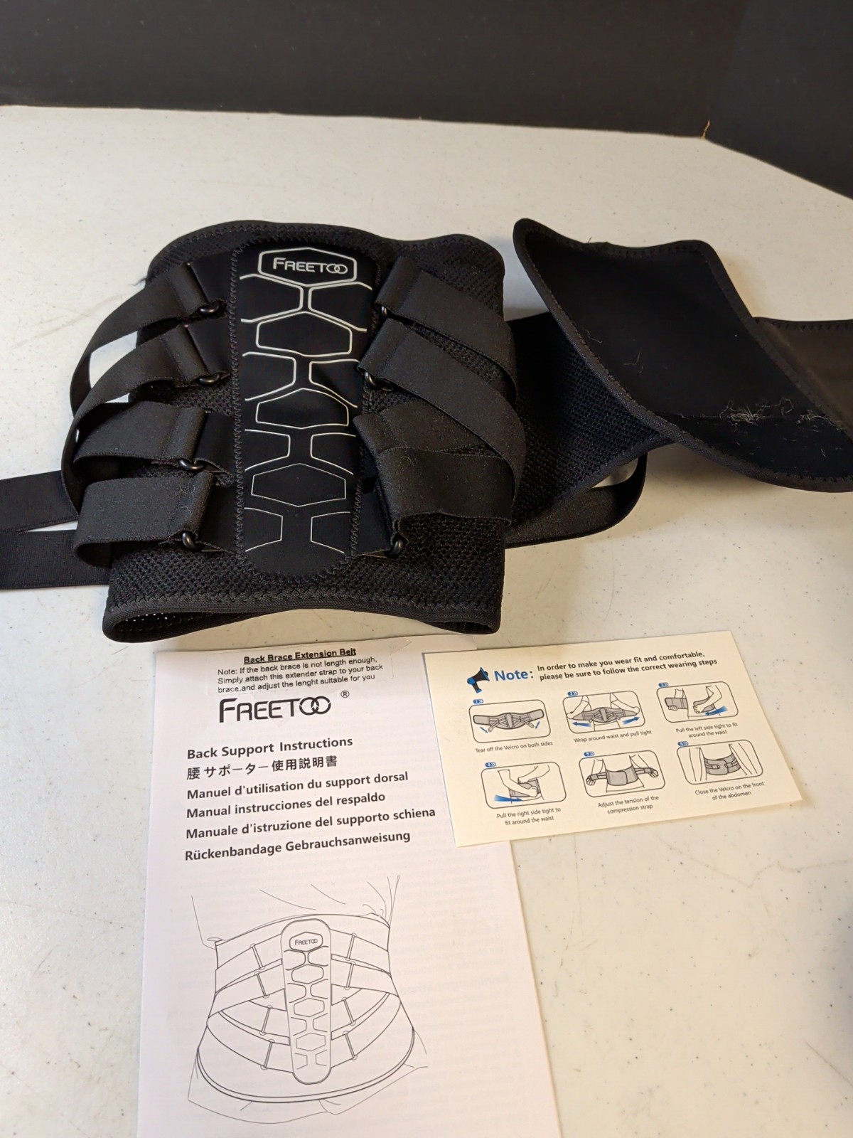 FREETOO Lumbo-Sacral Back Brace, (Size: XXL) Black