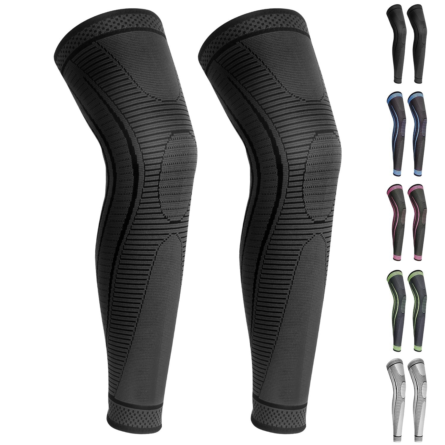 2 Pack Full Leg Compression Sleeves, Long Knee Brace Support for ACL,PCL, Men…