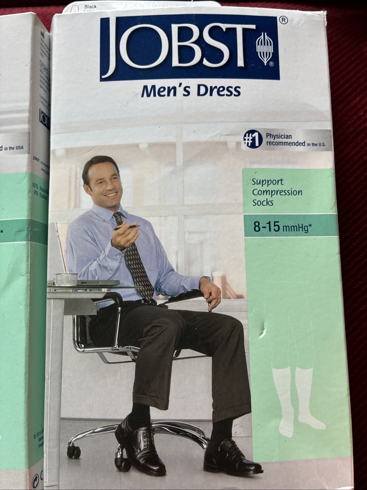 Jobst Men’s Dress Support Compression Socks 8-15 mmHg Sz L 2 Pair Black Knee CT