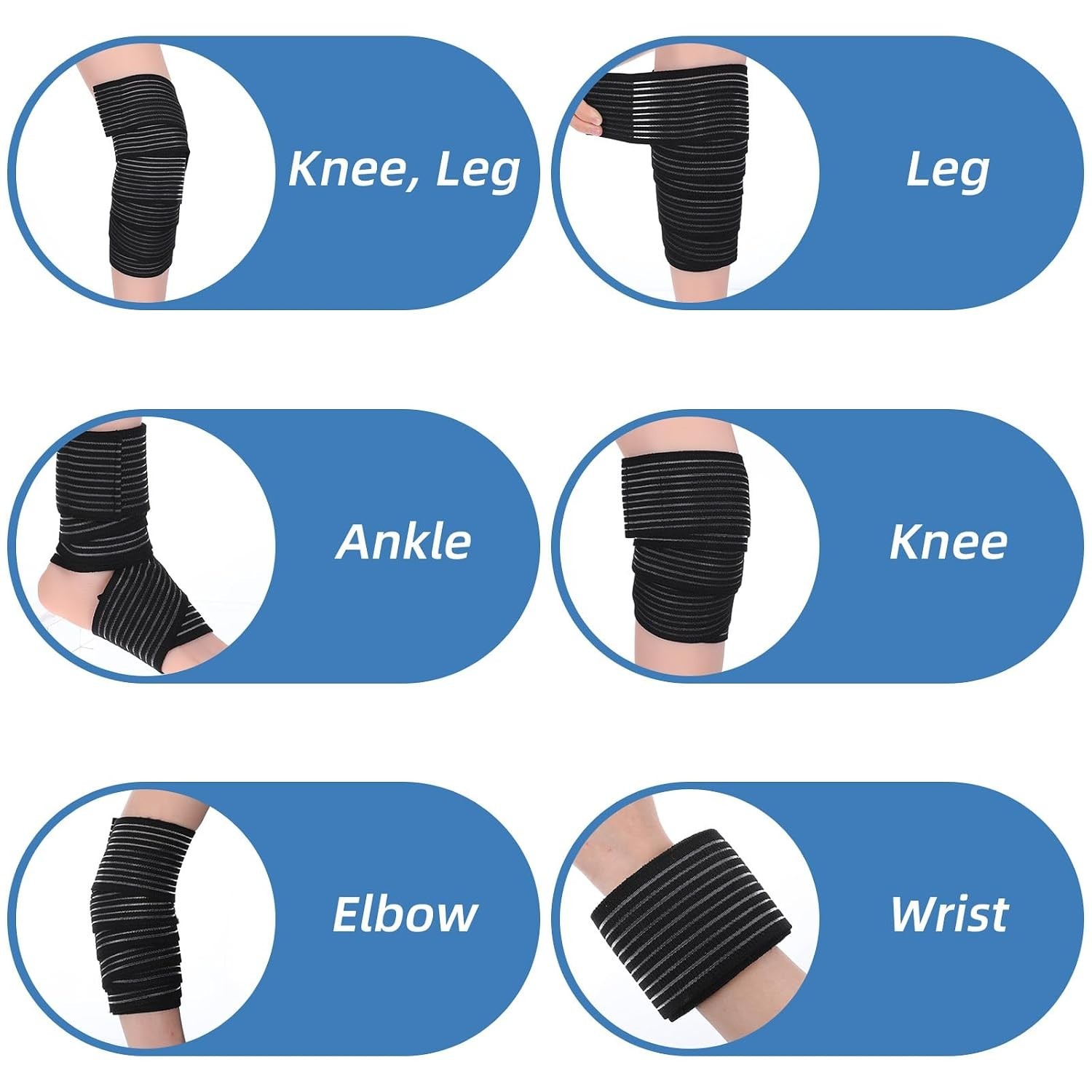High-Quality Black Knee Wraps – 2 PCS Elastic Compression for Active Lifestyles