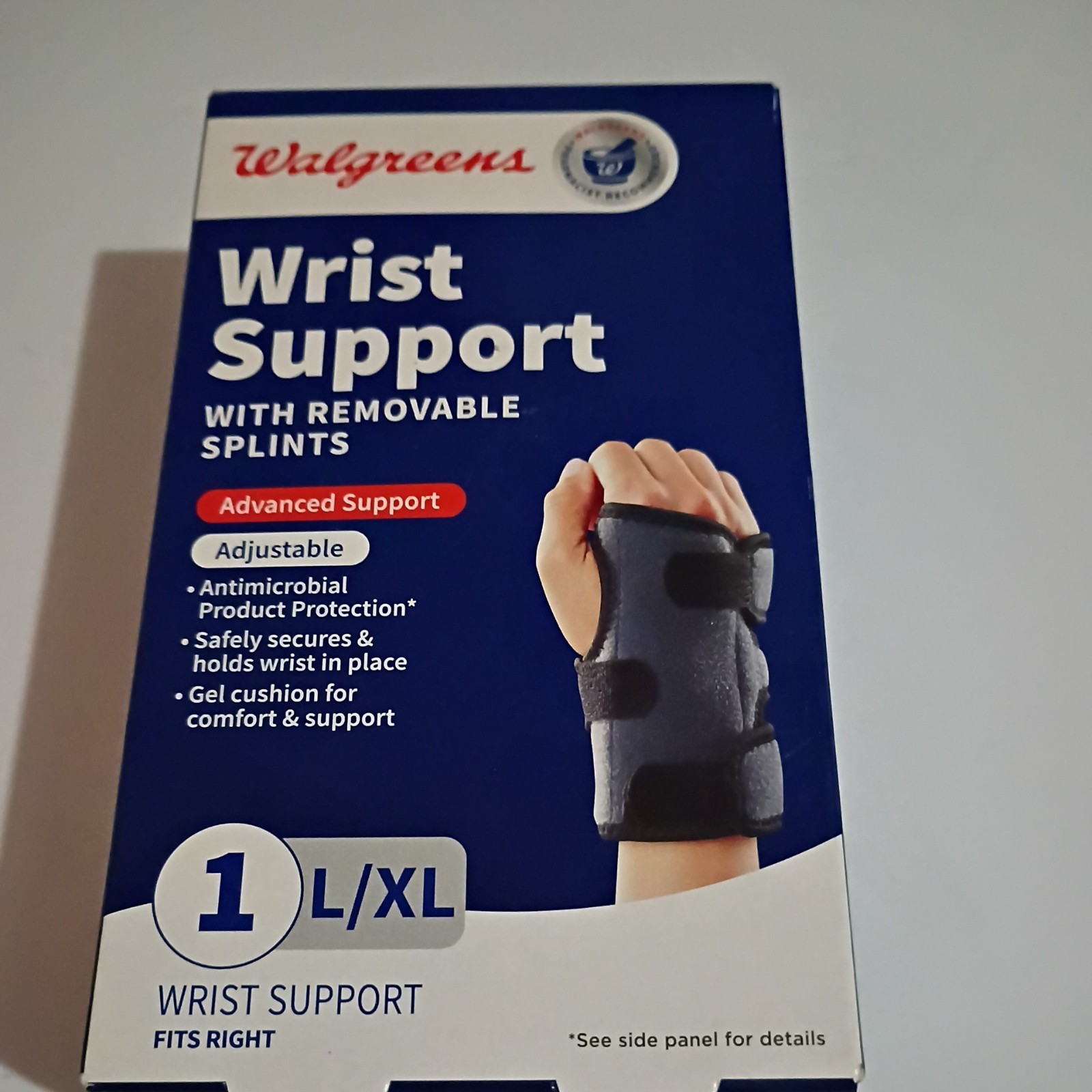 Walgreens~Wrist Support w/ Removable Splints~Adjustable Fits Right ~Size L-XL