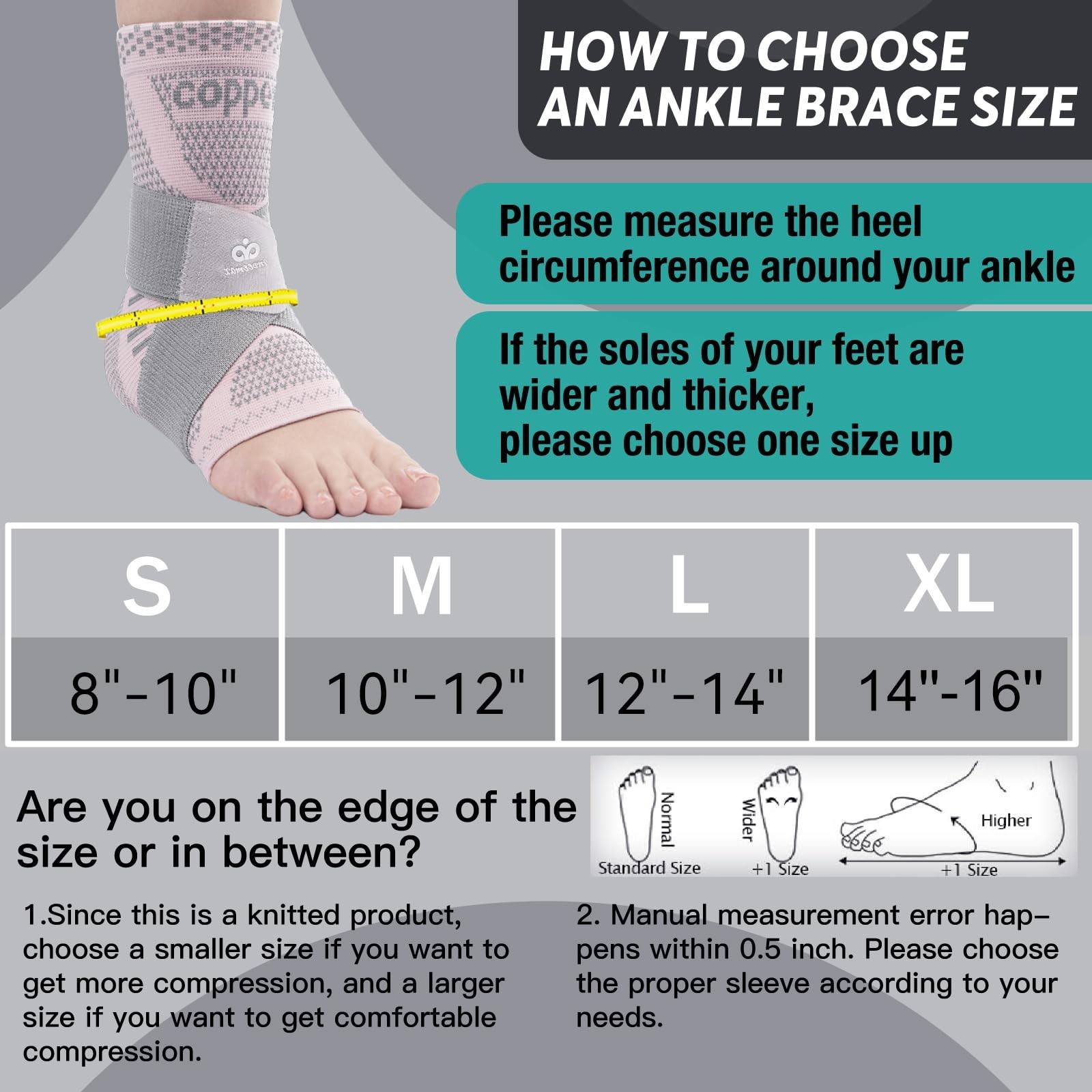 Ankle Compression Sleeve Support for Sprains, Plantar Fasciitis, Achilles Pain R