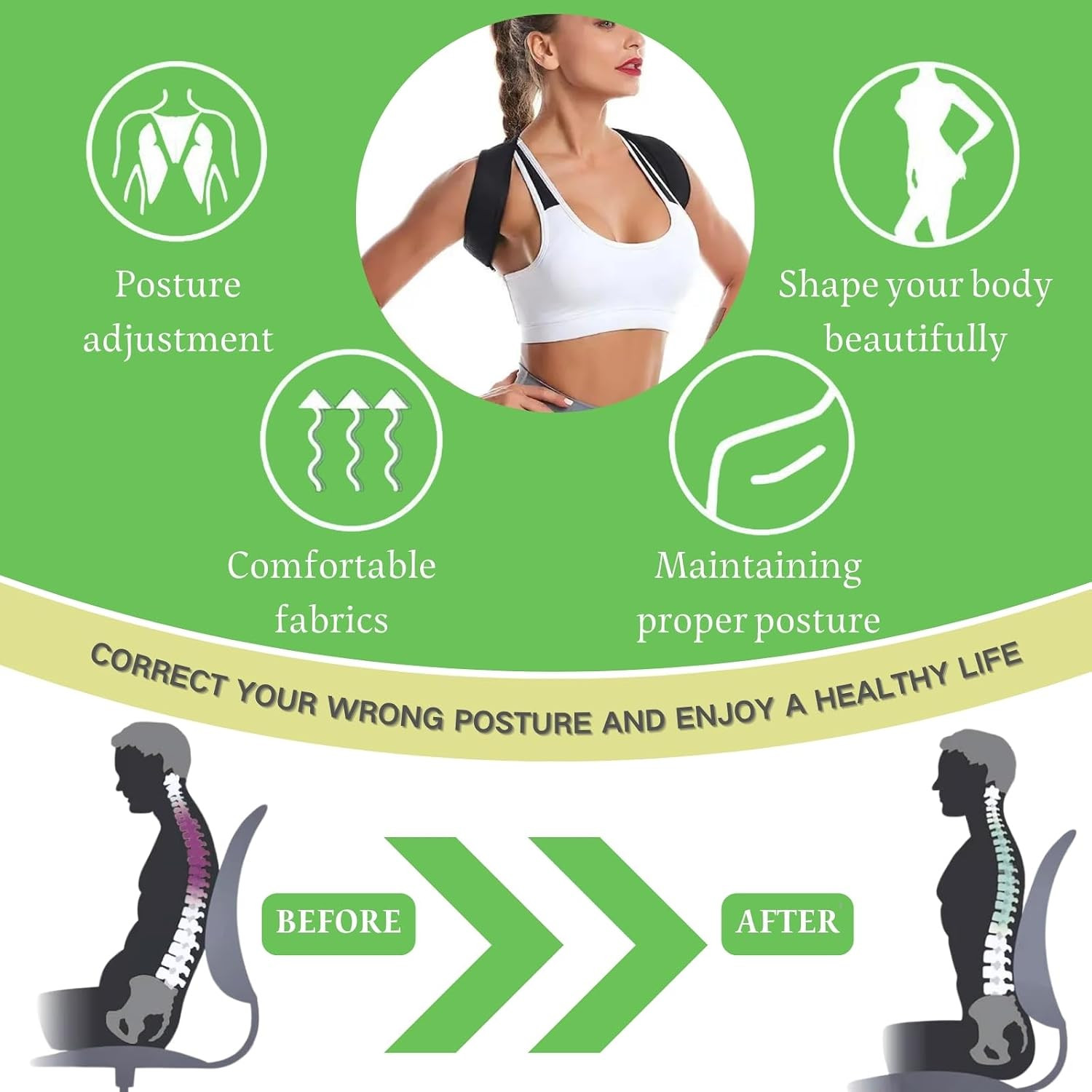 Posture Corrector for Men Women Back Shoulder Support Brace Adjustable