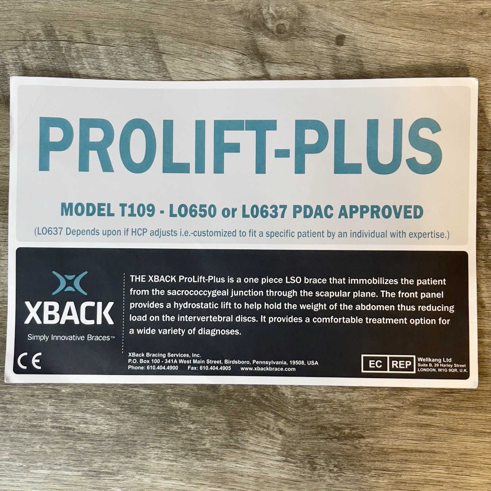 XBACK ProLift-Plus Model T109 – LO650 XBack Brace Adjustable Size 2X One Piece