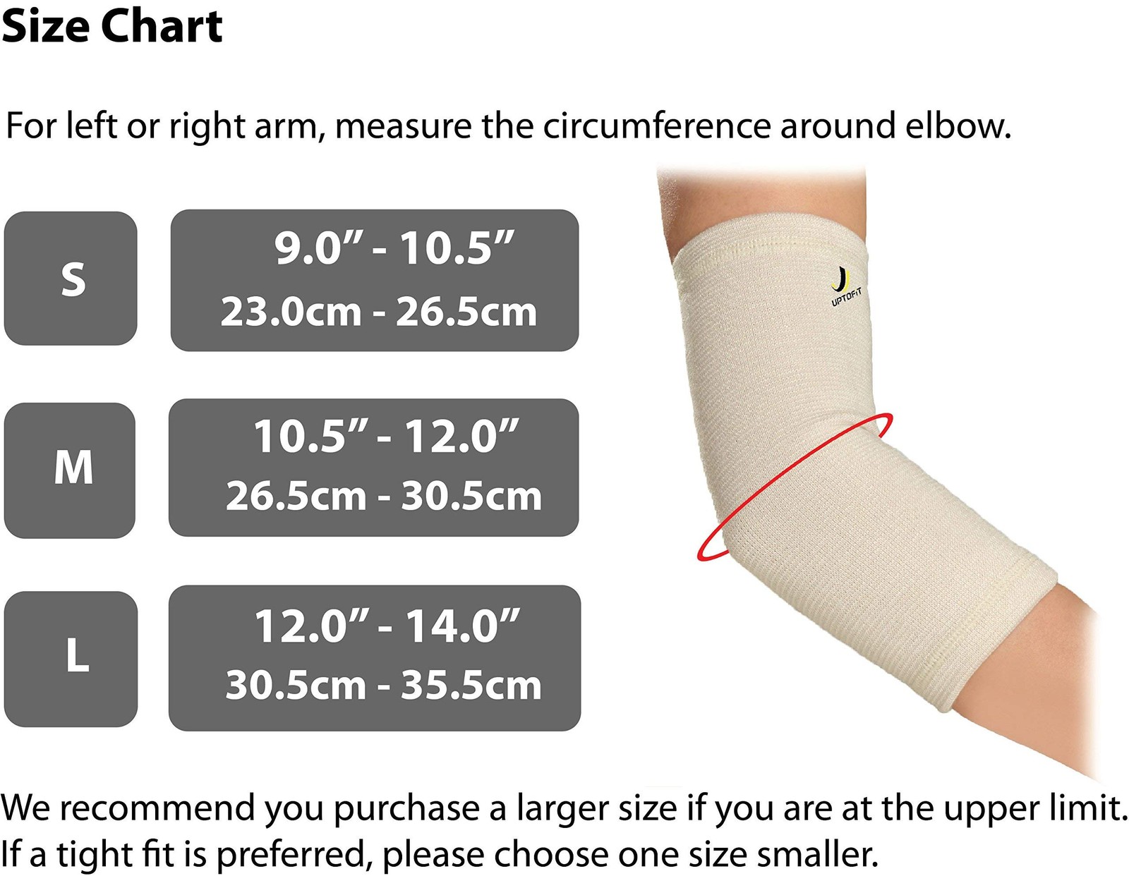 UPTOFIT Copper Elbow Sleeve Arm Compression Lightweight for Small (Pack of 1)
