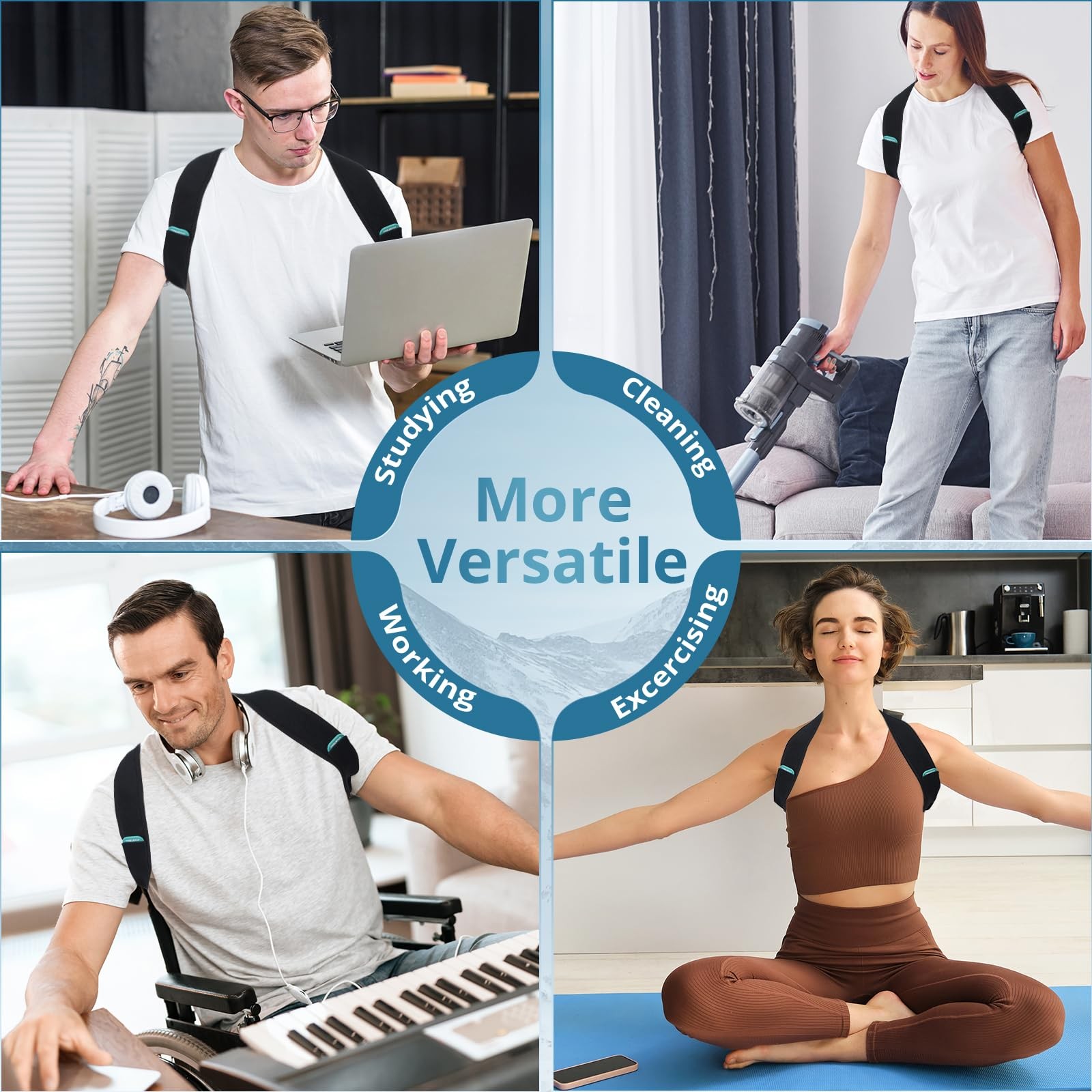 KINSTRON Adjustable Posture Corrector for Men & One Size Fits Most, Black
