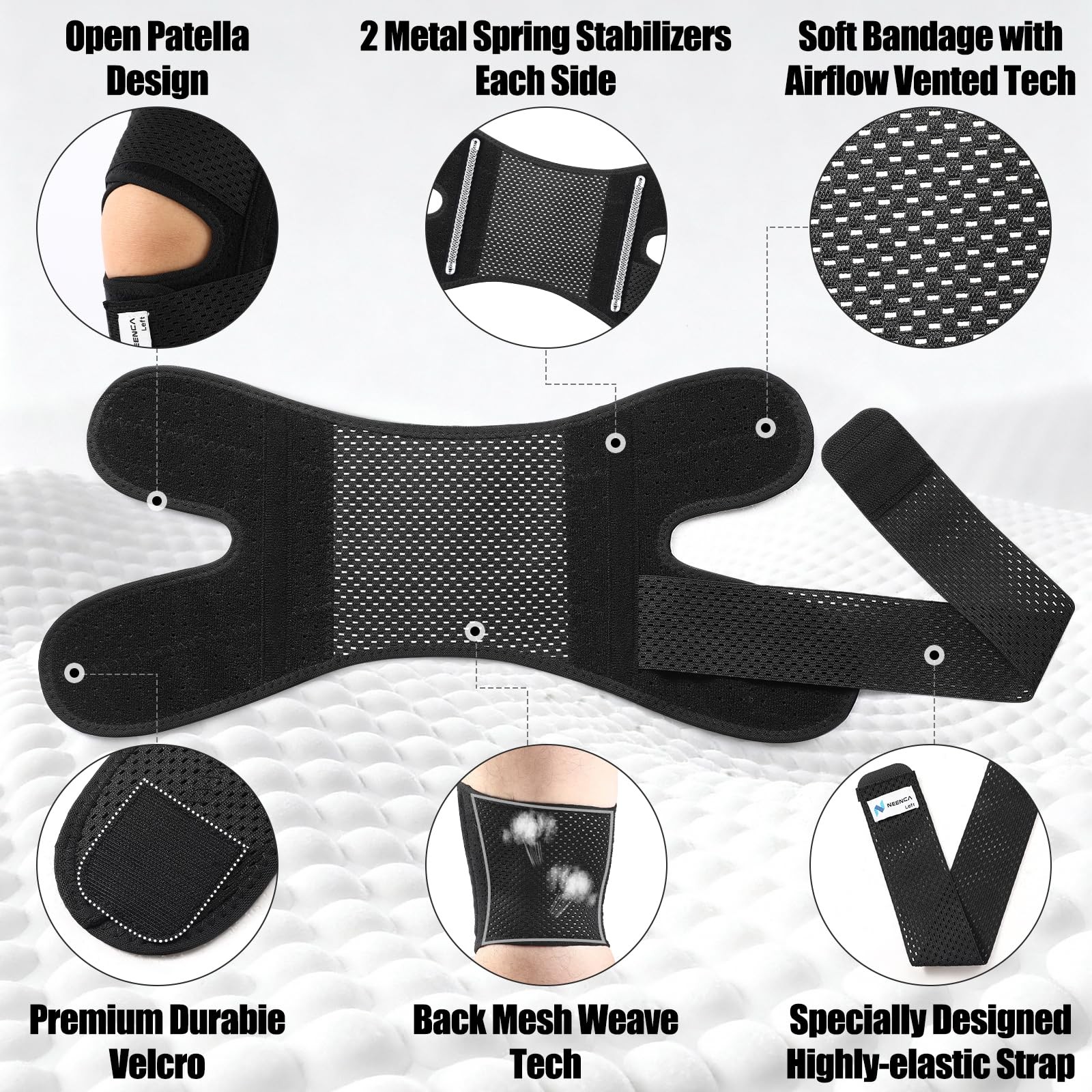 Knee Brace for Knee Pain, Compression Knee Support with Air Mesh Fabric, Adju…