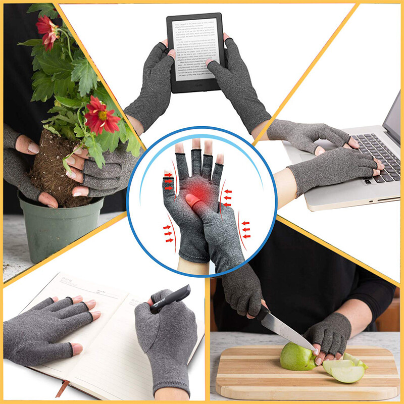 Arthritis Gloves Compression Pain Relief Hand Wrist Support Brace Half Finger
