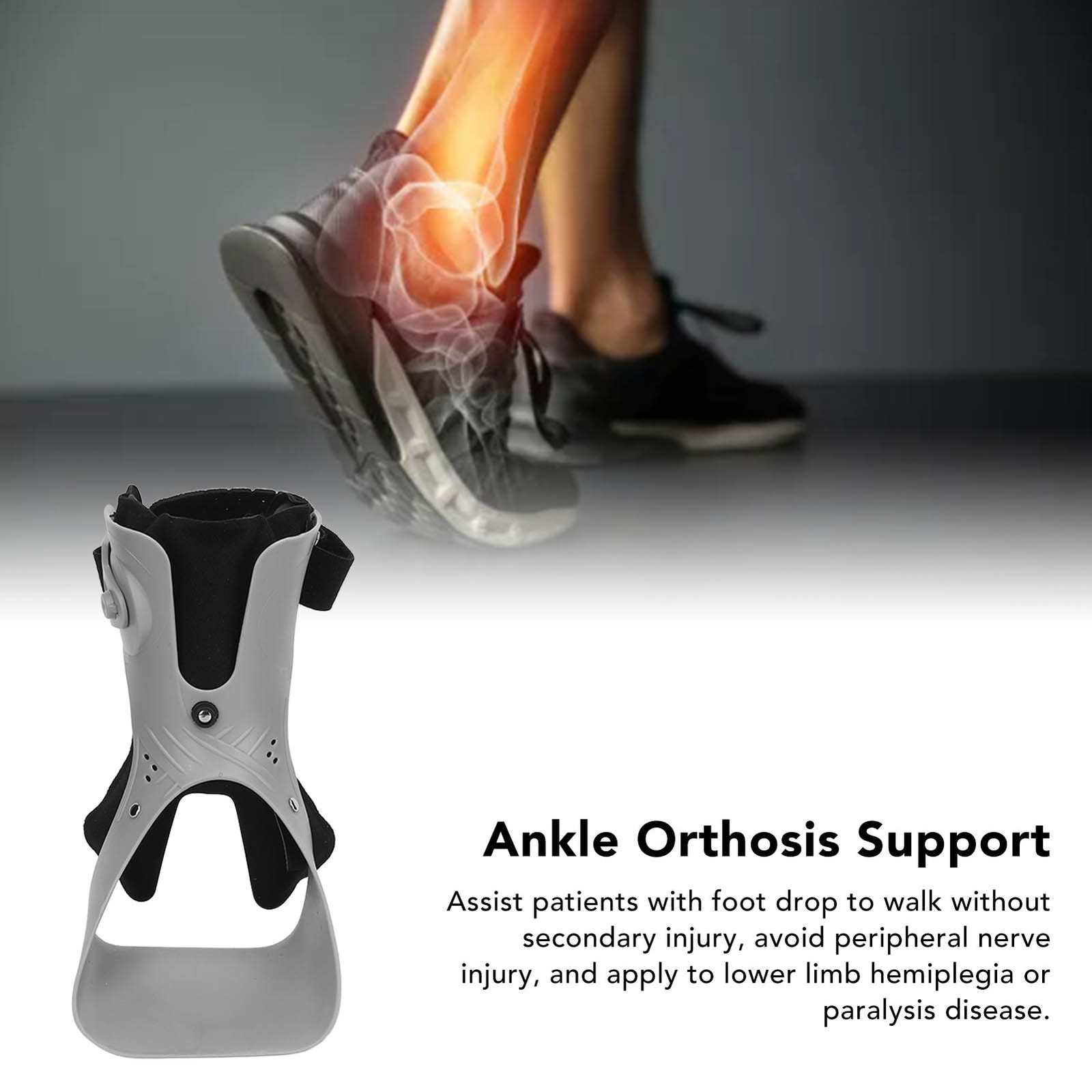 Foot Drop Brace Adjustable Rotary Buckle Posture Correct Ankle Foot Orthosis M(L