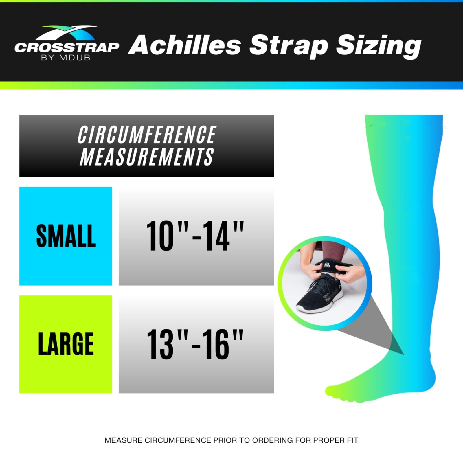 CROSSTRAP Ankle Brace for Women & Men, Achilles Small (2 Straps), Black