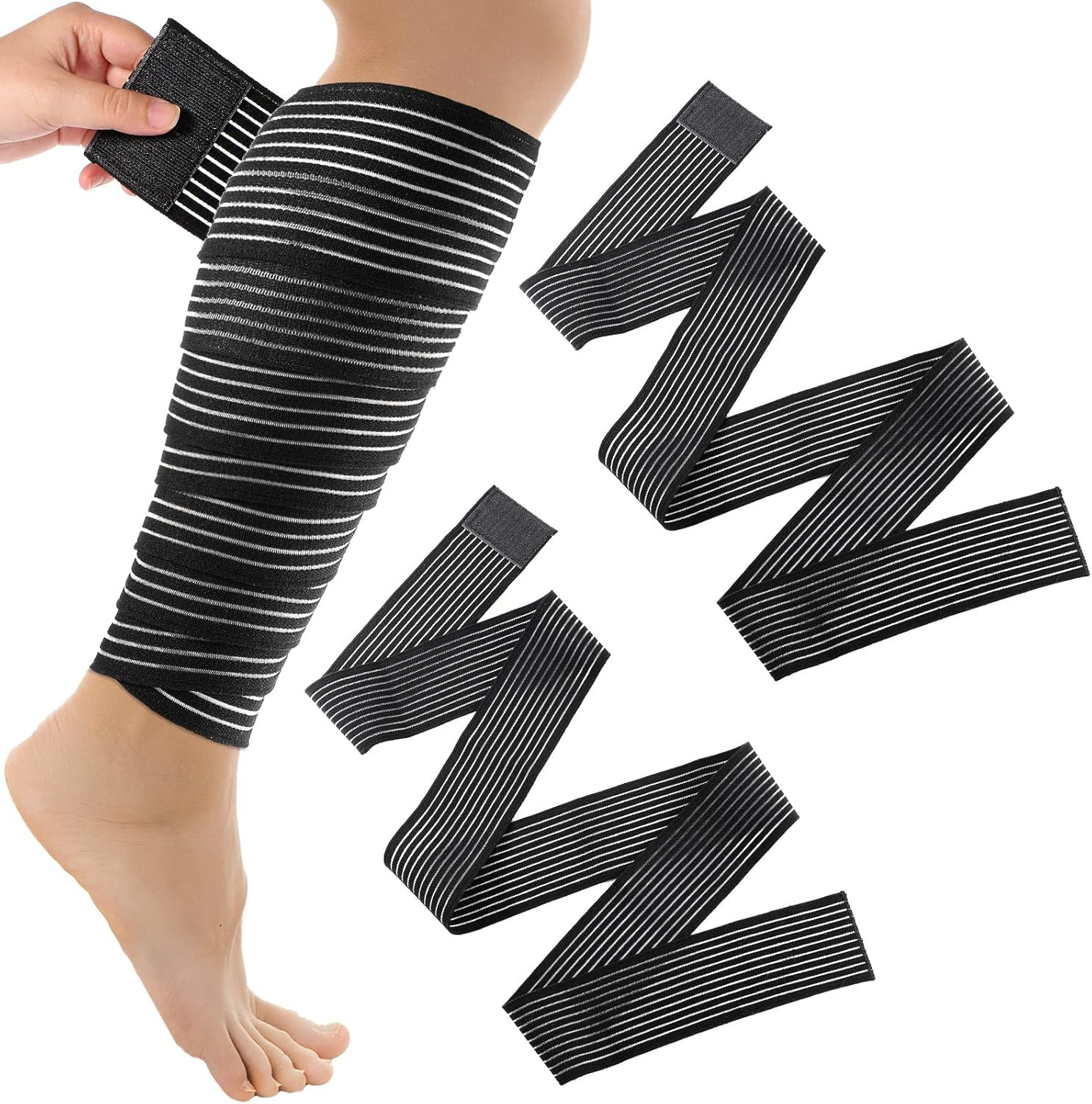 Compression Bandage Wraps for Leg, Elastic Calf Compression Sleeve Ankle Support