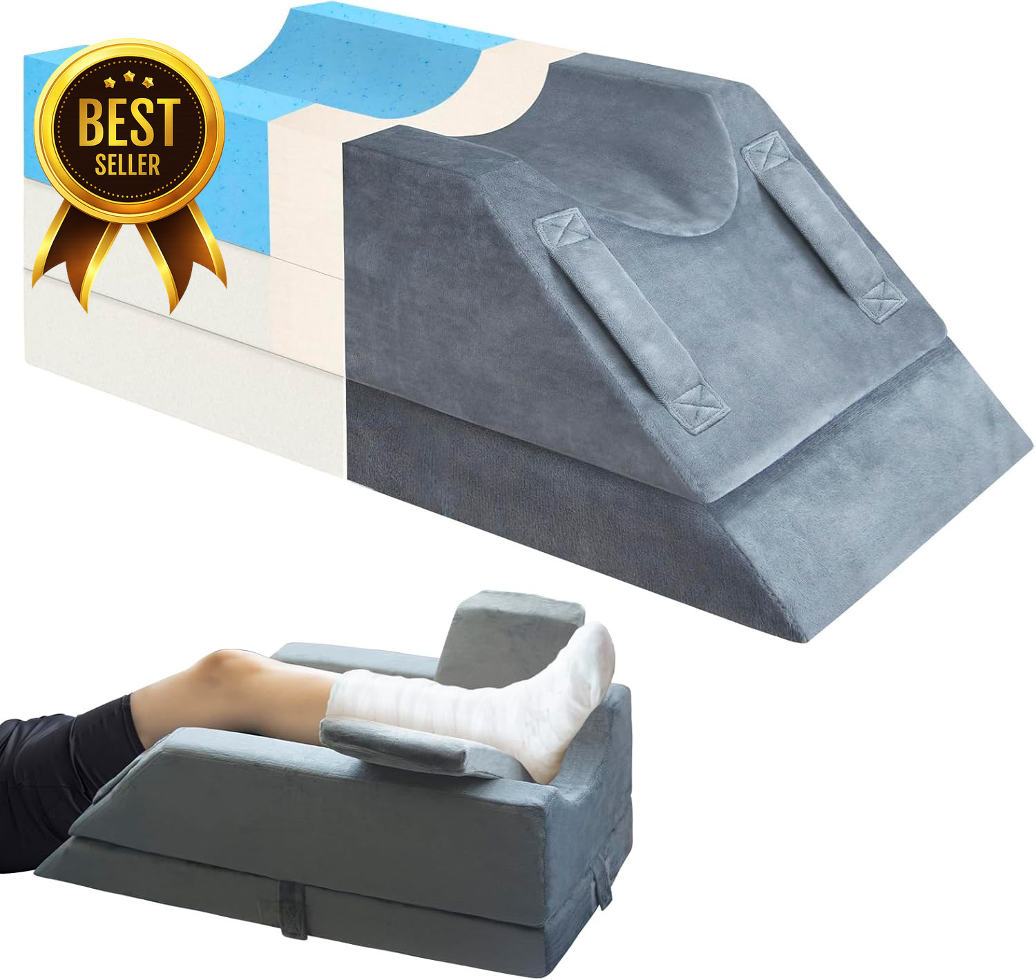 4 Height Adjustable Leg Elevation Pillow Memory Foam Leg Support Pillow for Slee
