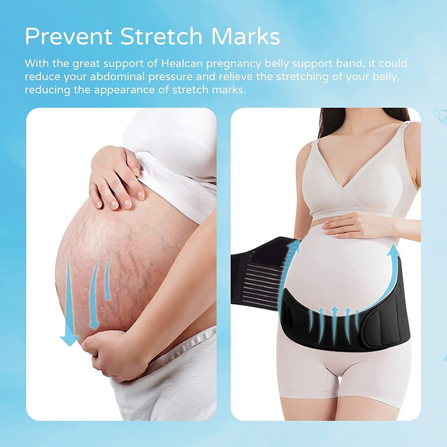 Maternity Band Abdomen Waist Back Support Belt Pregnancy Belly Brace Black (XXL)