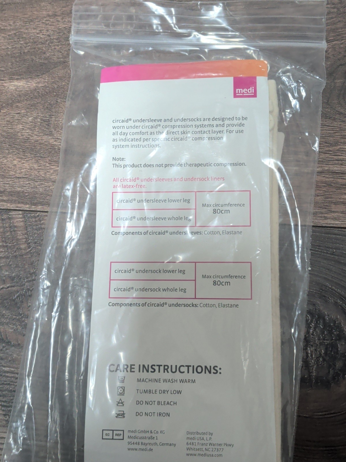 Medi Circaid Undersock Undersleeve Lower Leg Lycra Open Ended